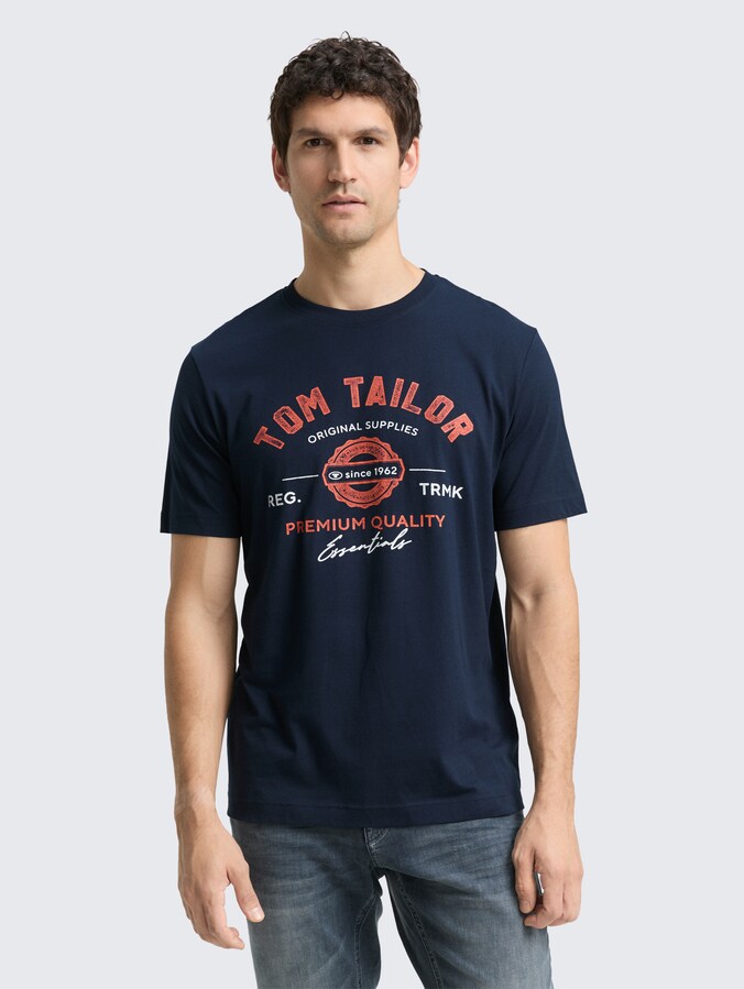 T-shirt met logo-print door Men, dark blue silhouette