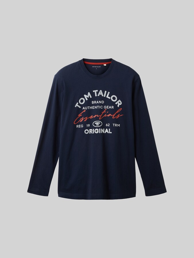 T-shirt à manches longues avec logo imprimé par Men, Dark Shadow