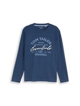 Niet geselecteerd, T-shirt met lange mouwen en logo-print door Tom Tailor, blauw