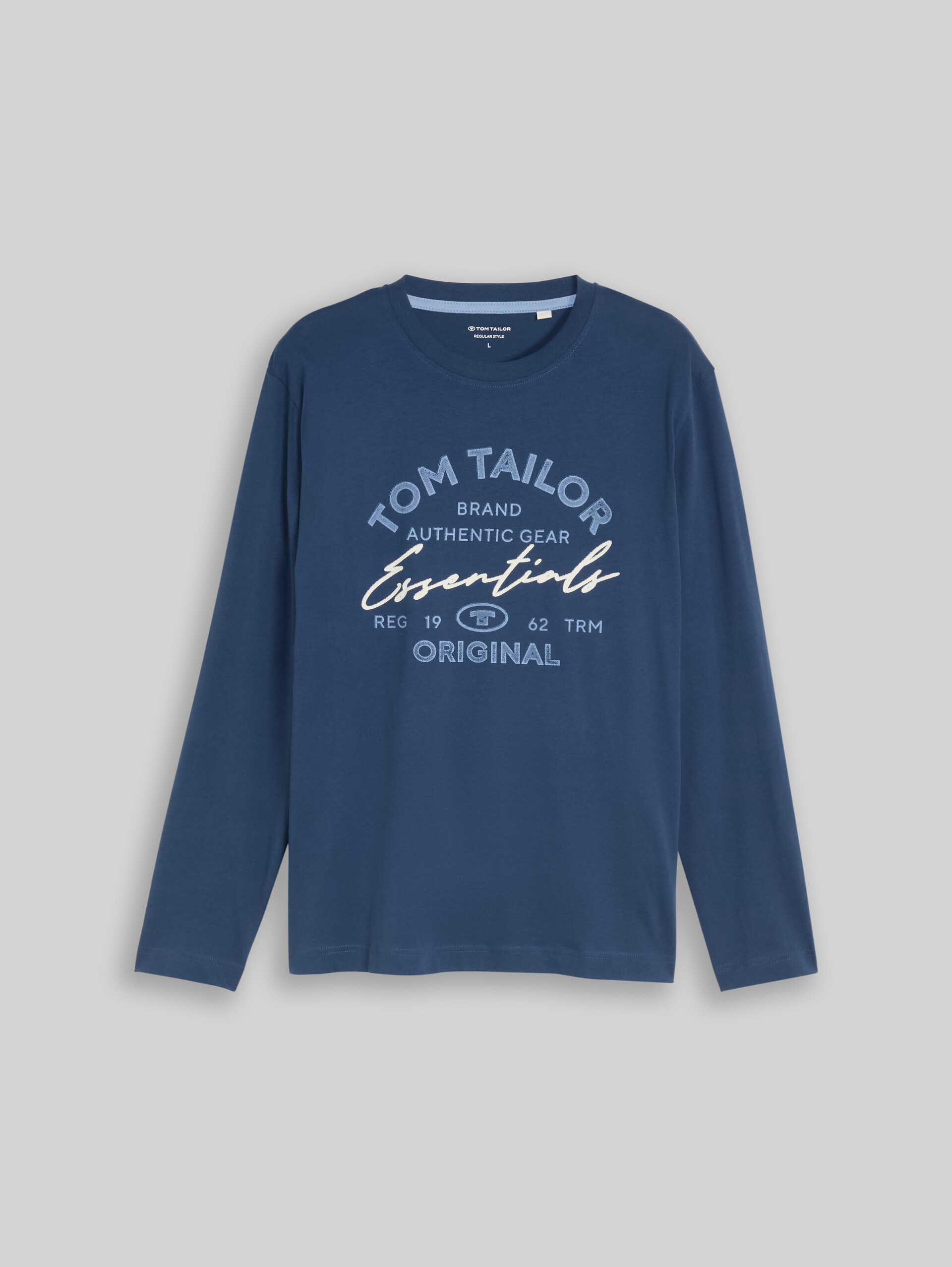 T-shirt met lange mouwen en logo-print - Dark Duck Blue - Product vooraanzicht