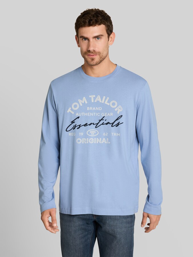 Langarmshirt mit Logo-Print von Men, Pale Blue