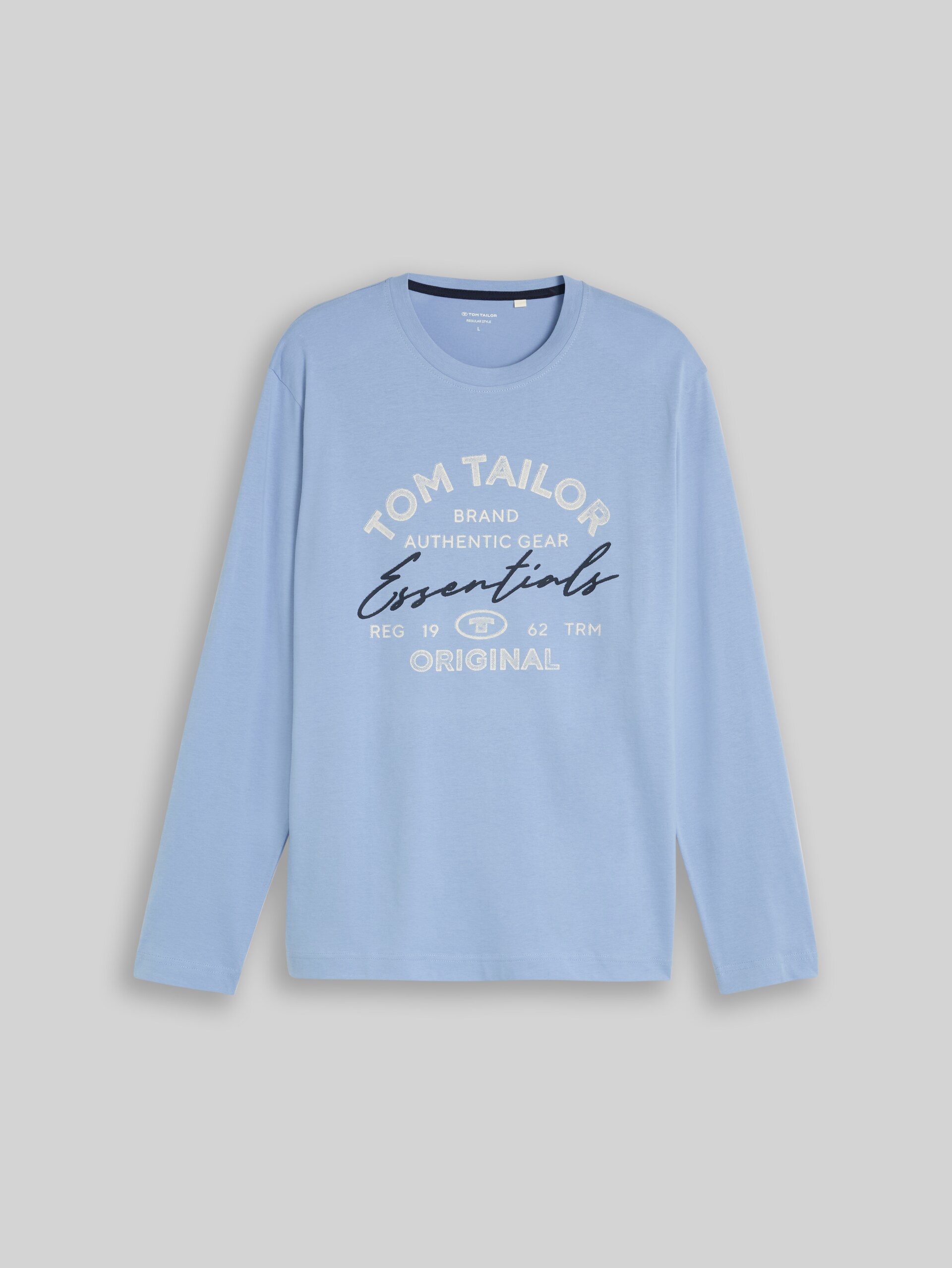 T-shirt met lange mouwen en logo-print - Pale Blue - Product vooraanzicht