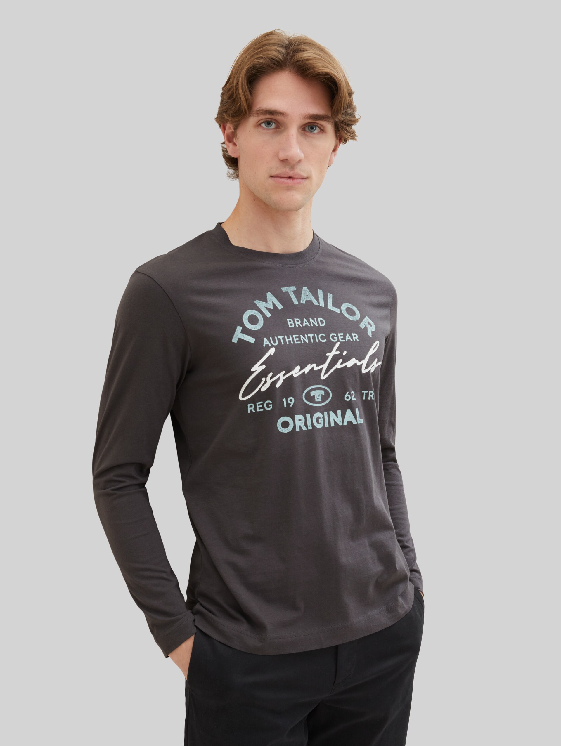 T-shirt met lange mouwen en logo-print - Sky Captain Blue