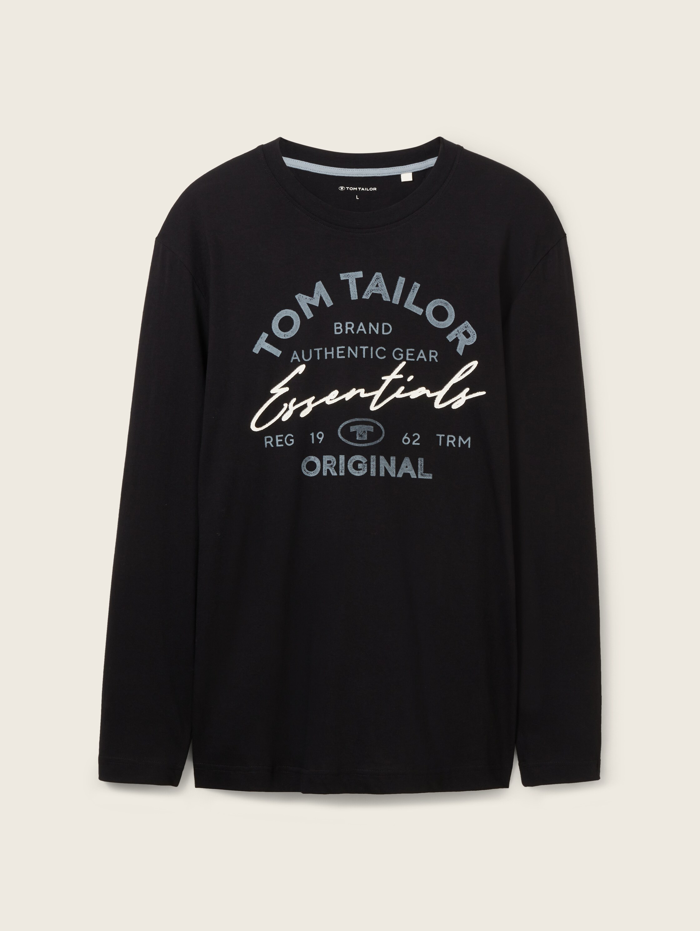 Langarmshirt mit Logo Print - Black - Vorder-Produkt-Ansicht