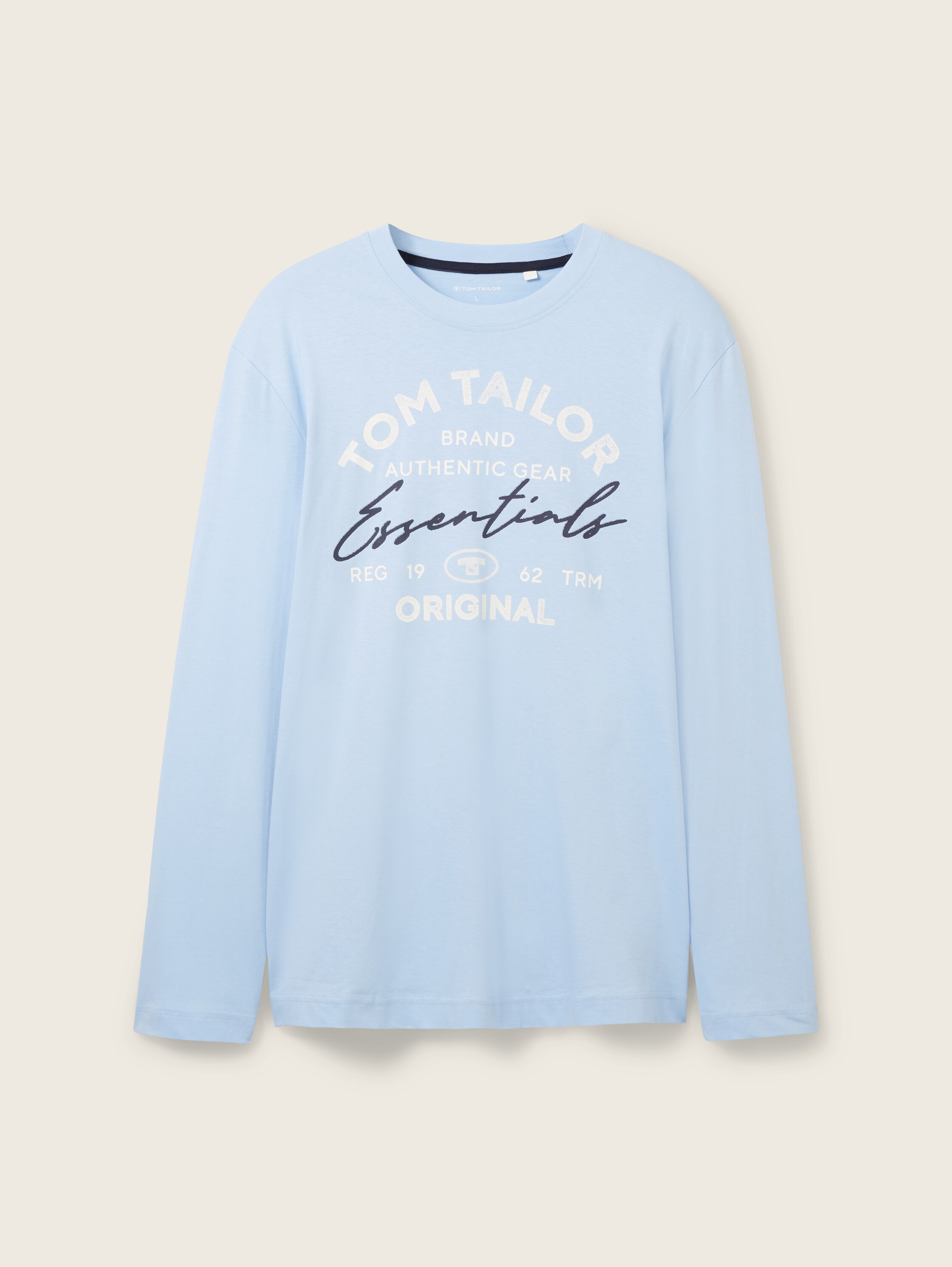 Shirt met lange mouwen en logoprint - washed out middle blue - Product vooraanzicht