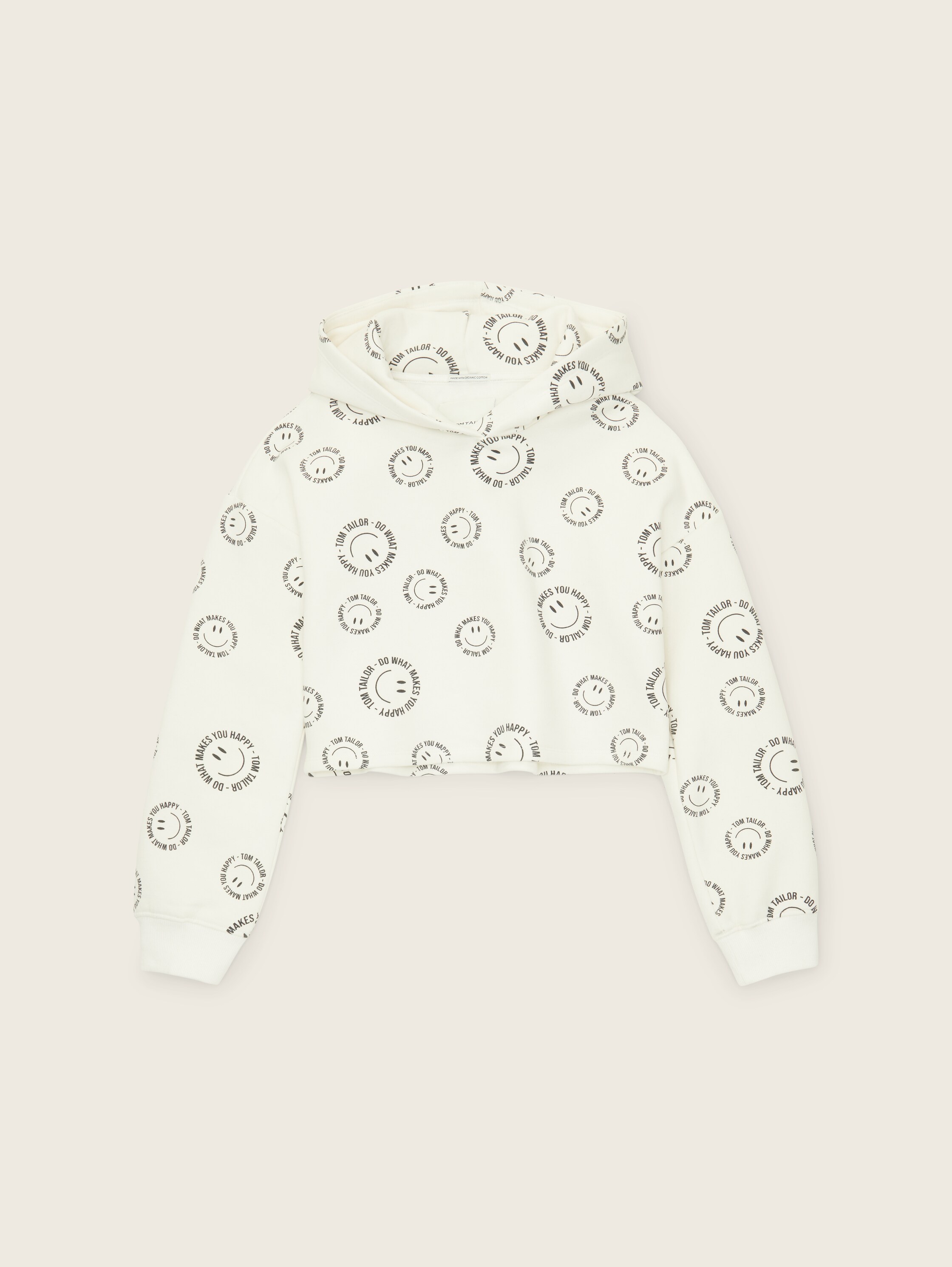 Cropped Hoodie met print - happy mood design - Product vooraanzicht