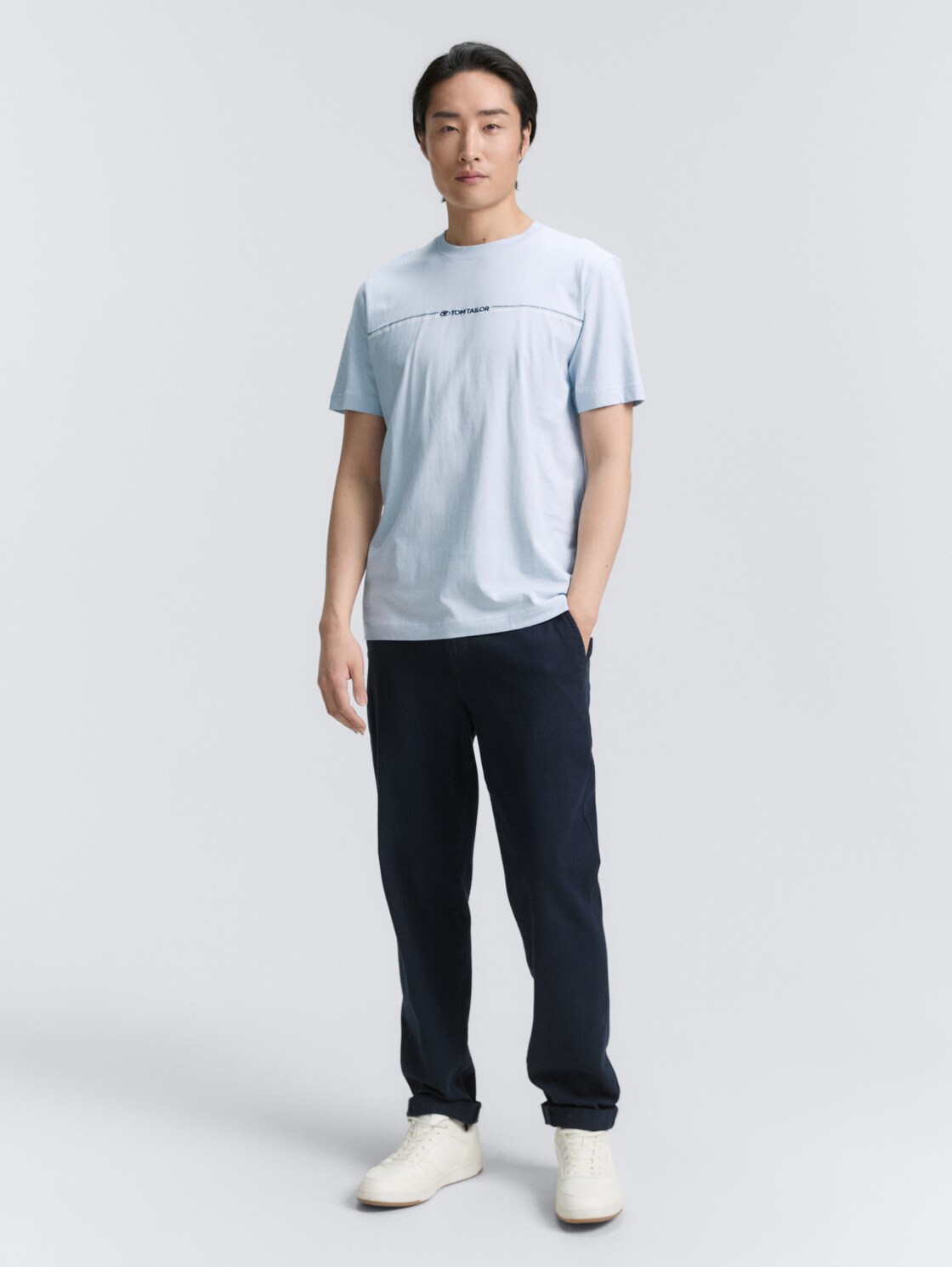 T-shirt with print - Light Metal Blue - Model front view