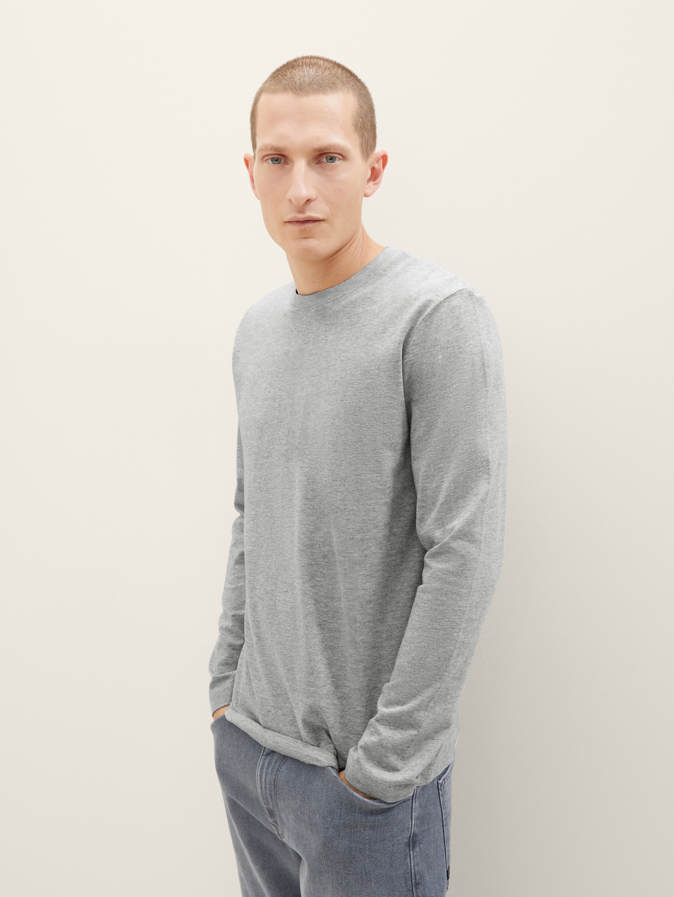 Langarmshirt - Grey Heather Melange