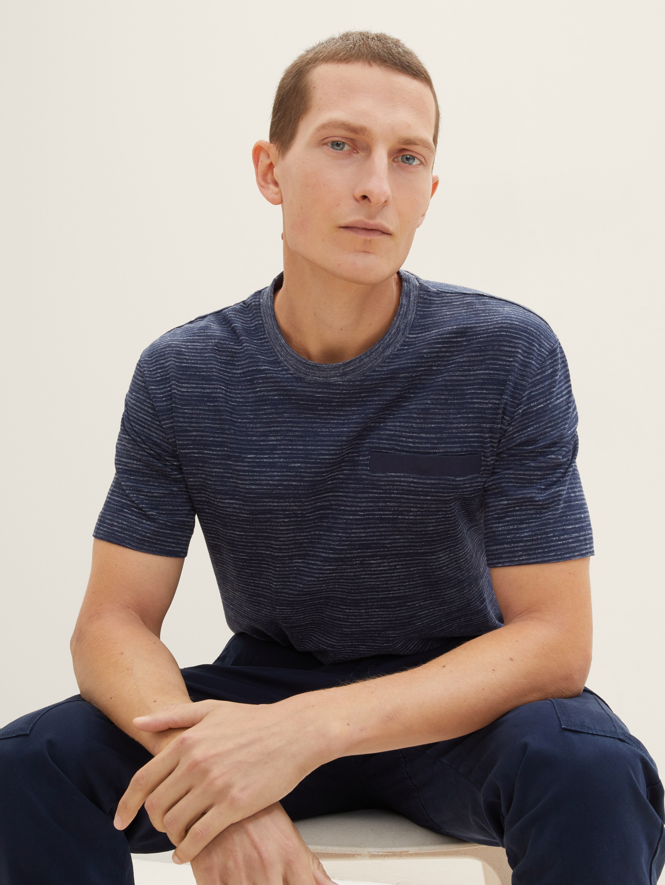 T-shirt texturé - sky captain blue stripy inject