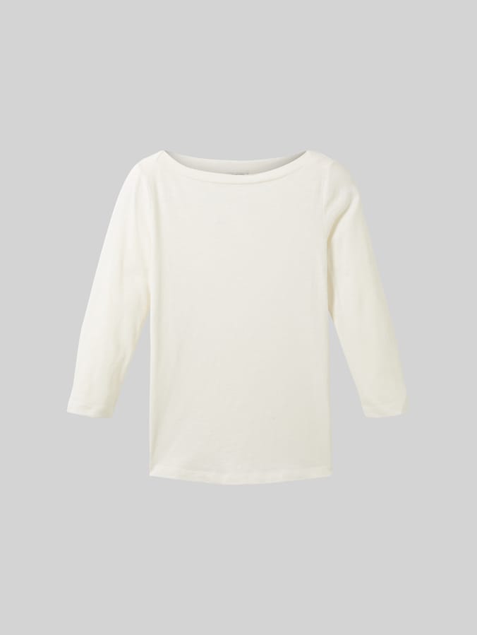 Katoenen T-shirt met 3/4-mouwen door Women, Whisper White