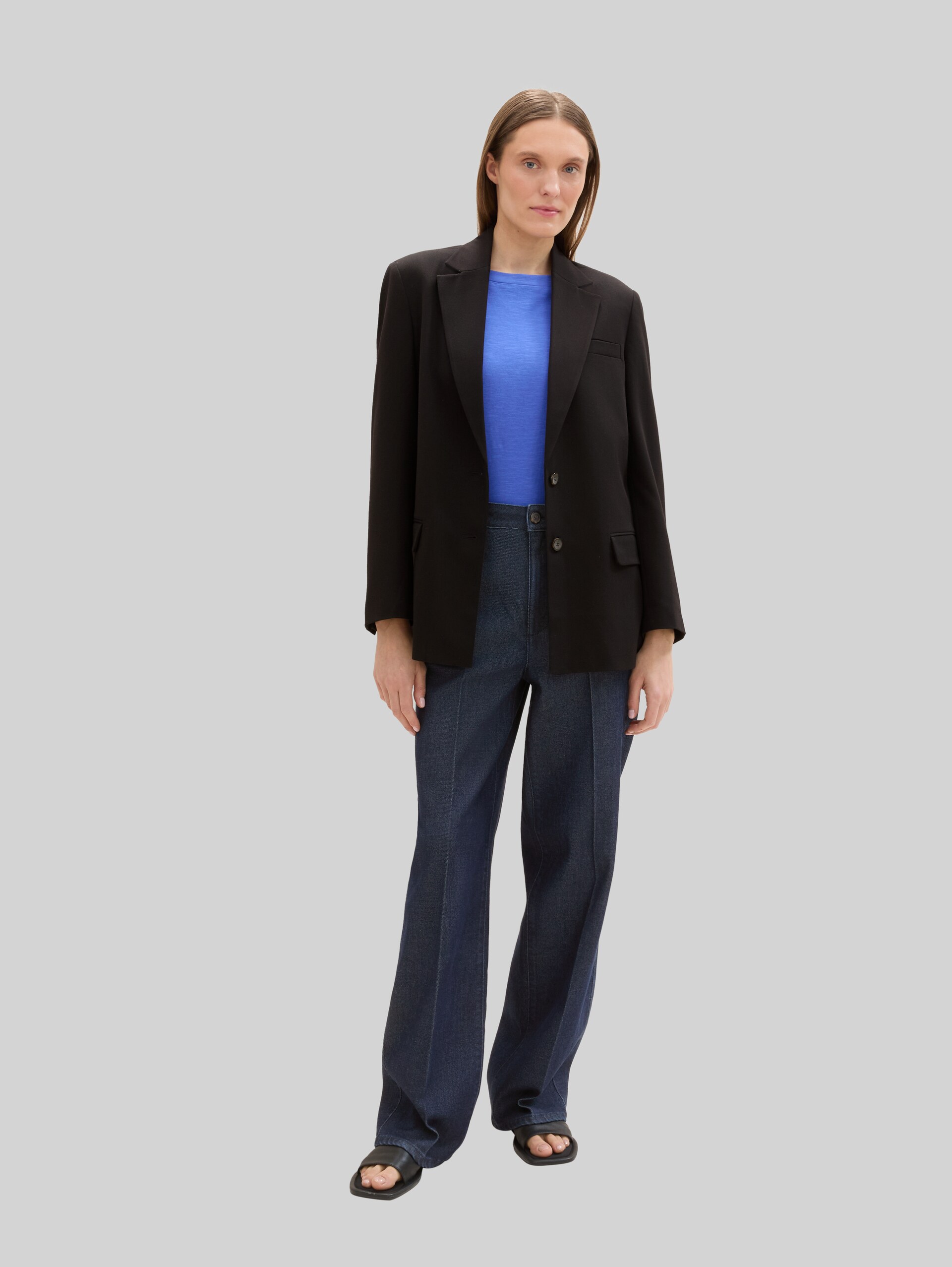 Katoenen T-shirt met 3/4-mouwen - Preppy Jean Blue - Model vooraanzicht