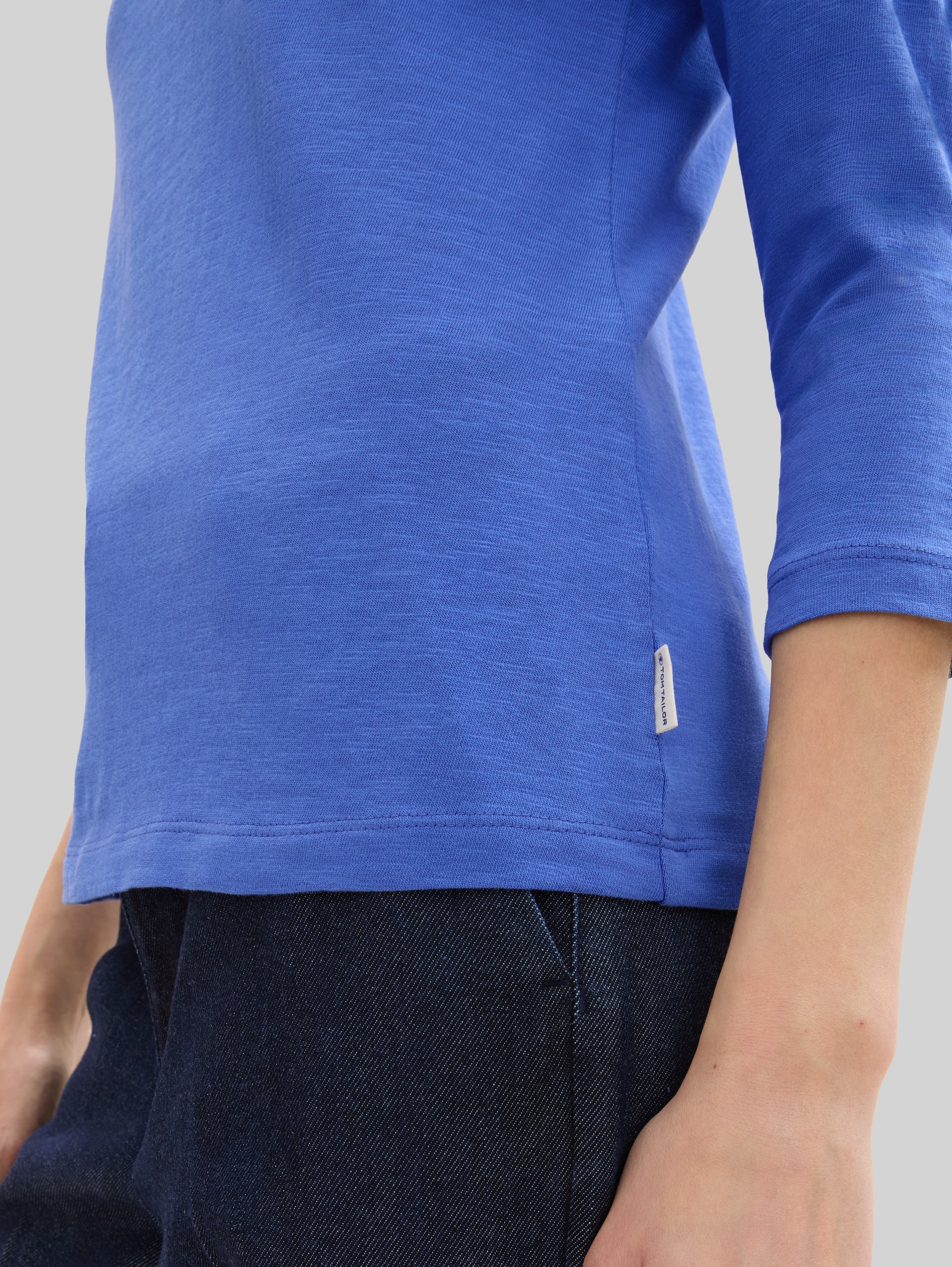 Katoenen T-shirt met 3/4-mouwen - Preppy Jean Blue - Detailaanzicht model