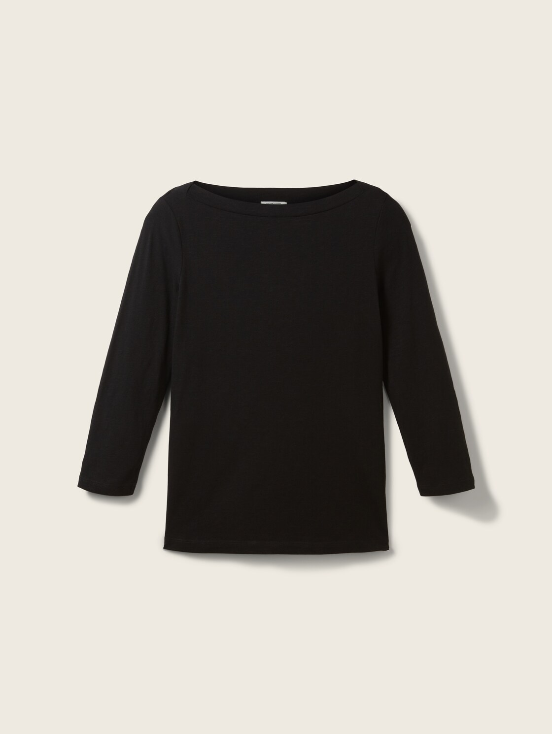 Basic Longsleeve mit 3/4-Arm aus Baumwolle - deep black - Vorder-Produkt-Ansicht
