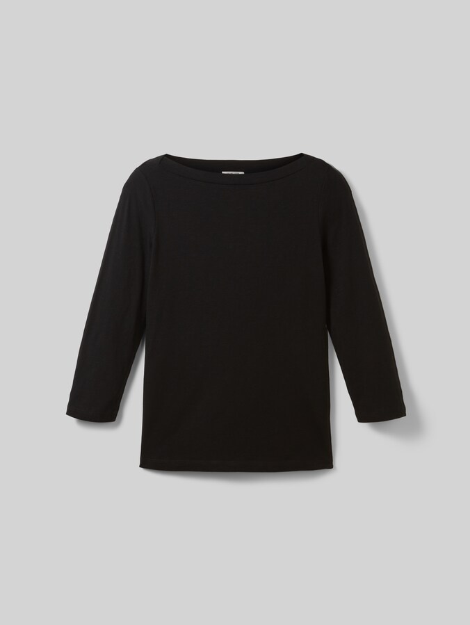 Katoenen T-shirt met 3/4-mouwen door Women, deep black