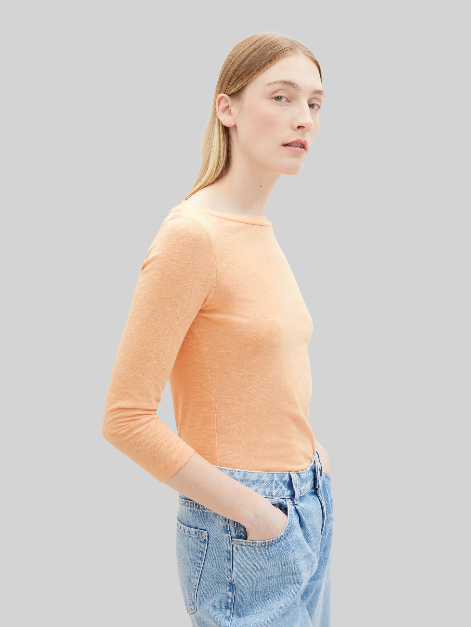 Longsleeve mit 3/4-Arm aus Baumwolle - light coral