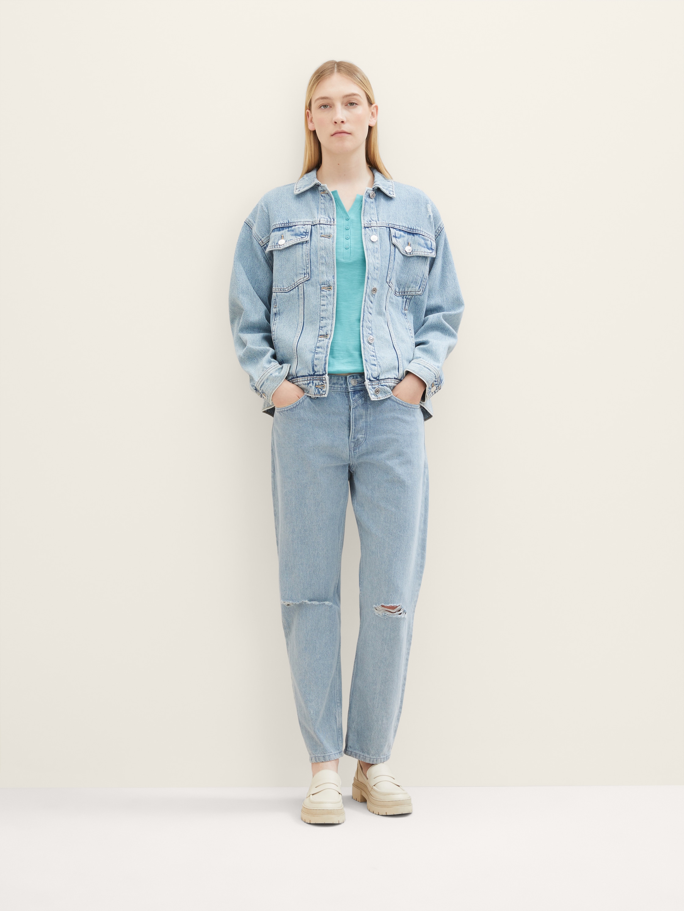 Chemise à col tunisien - Summer Teal - Vue détaillée du modèle