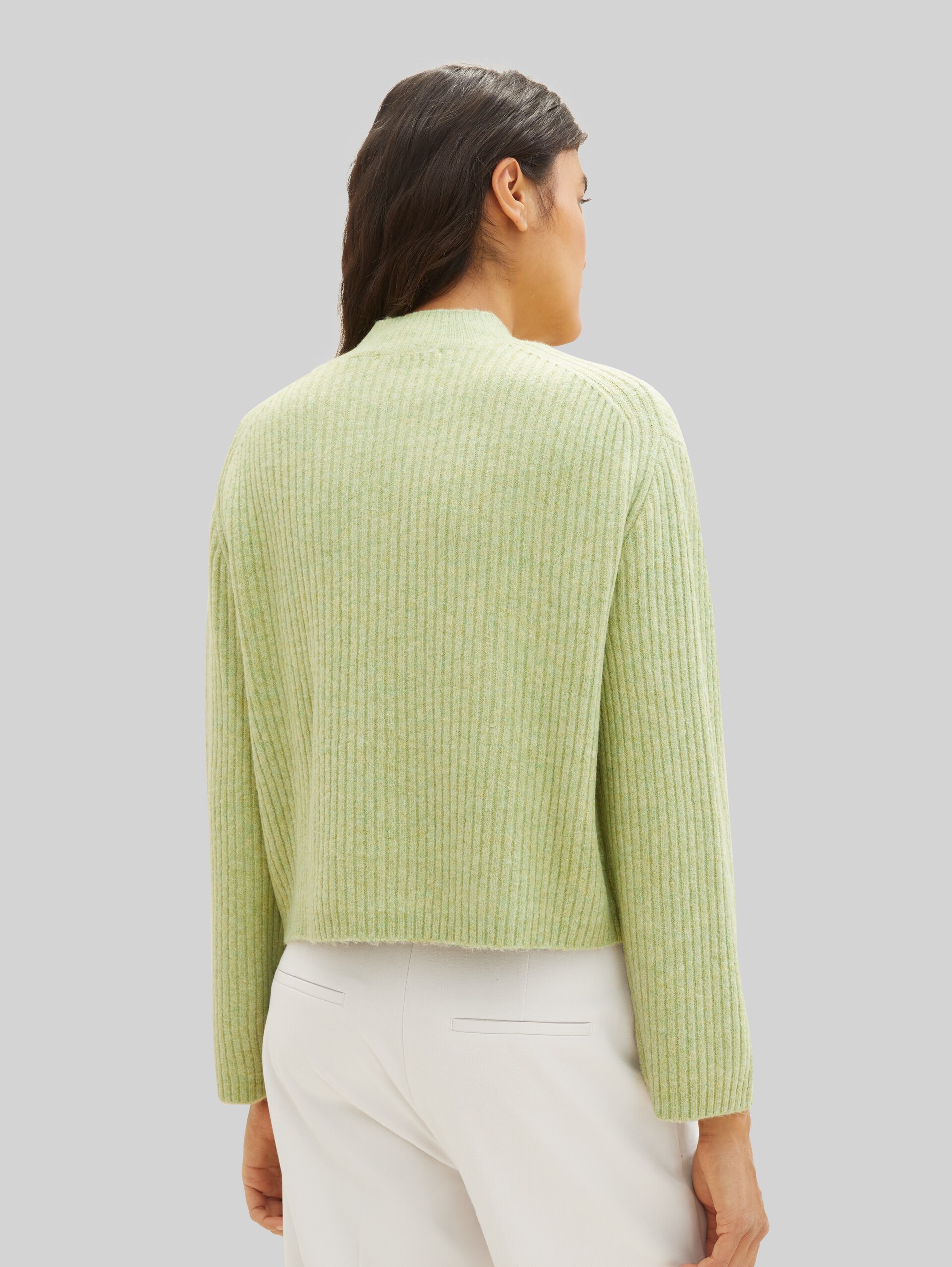Gerippter Pullover mit recyceltem Polyester - dusty pear green melange