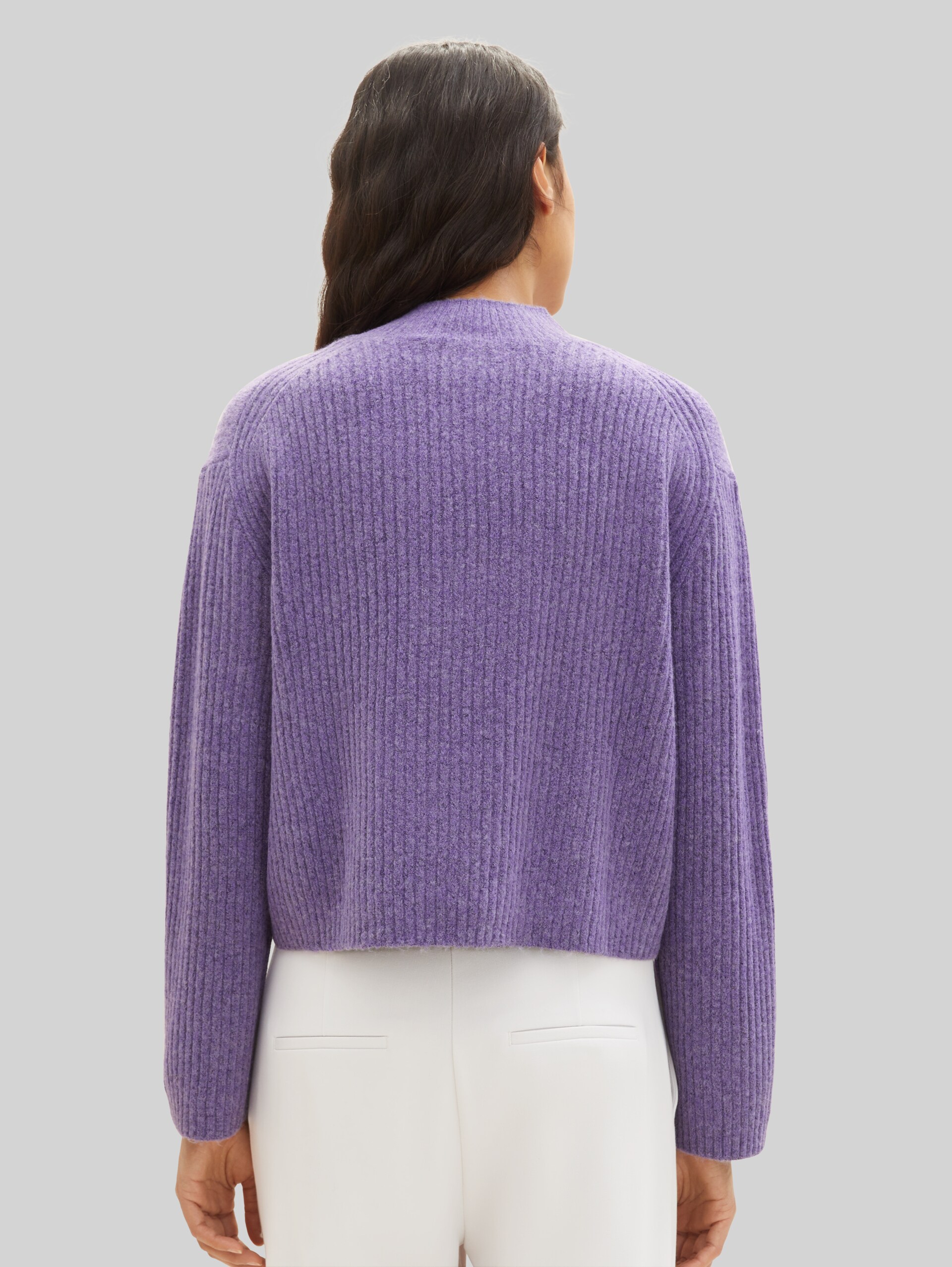 Gerippter Pullover mit recyceltem Polyester - lilac melange
