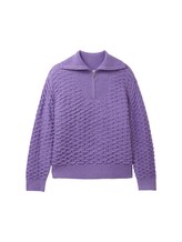 Ausgewählt, Troyer Pullover mit recyceltem Polyester von Tom Tailor, lila