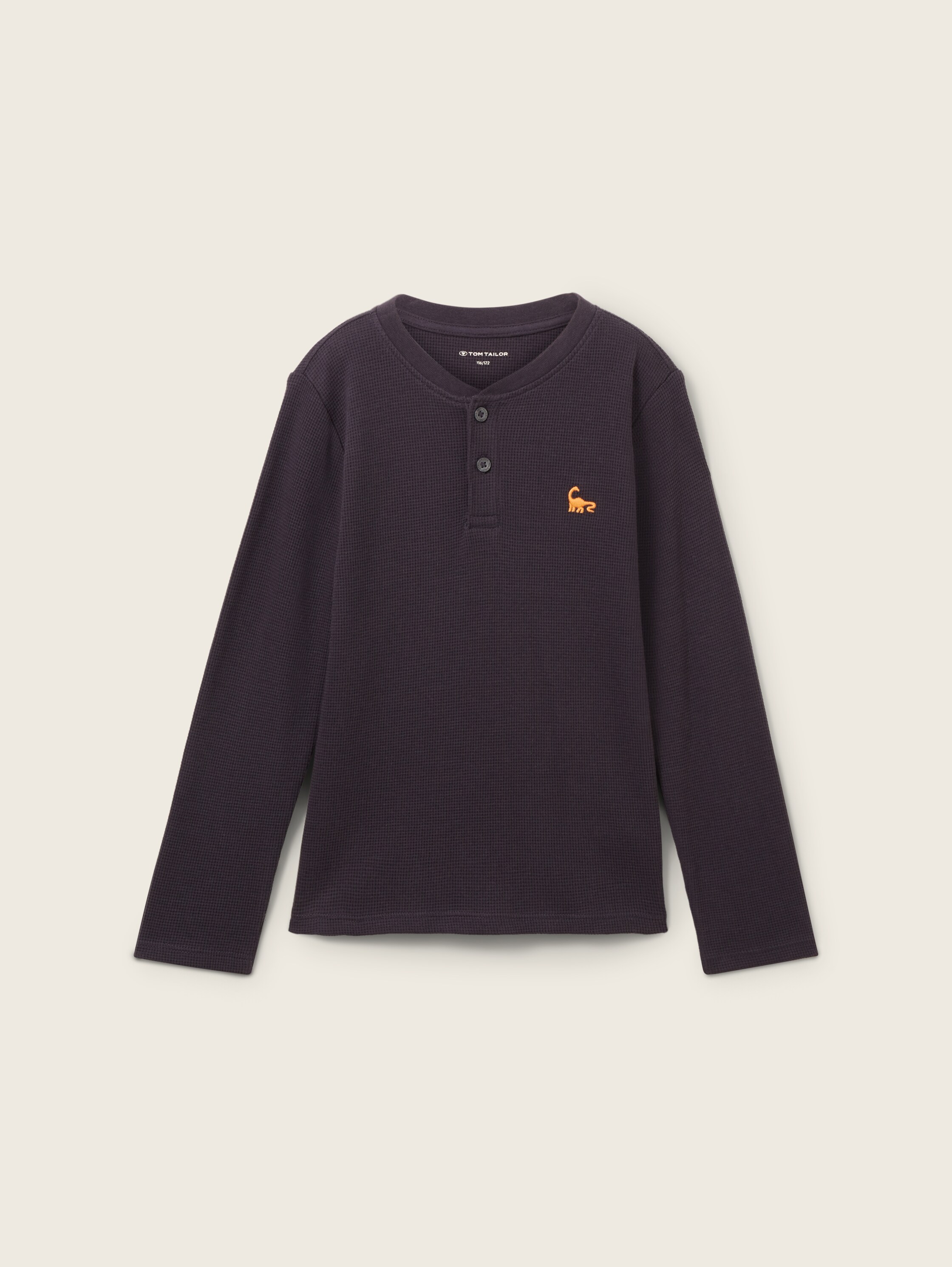 Strukturiertes Henleyshirt - grau - Produktansicht