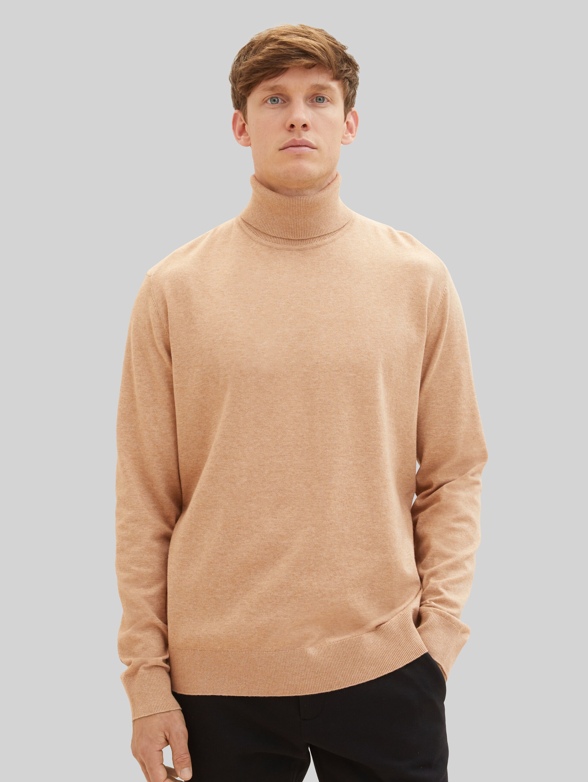 Pull en maille à col roulé - beach sand melange