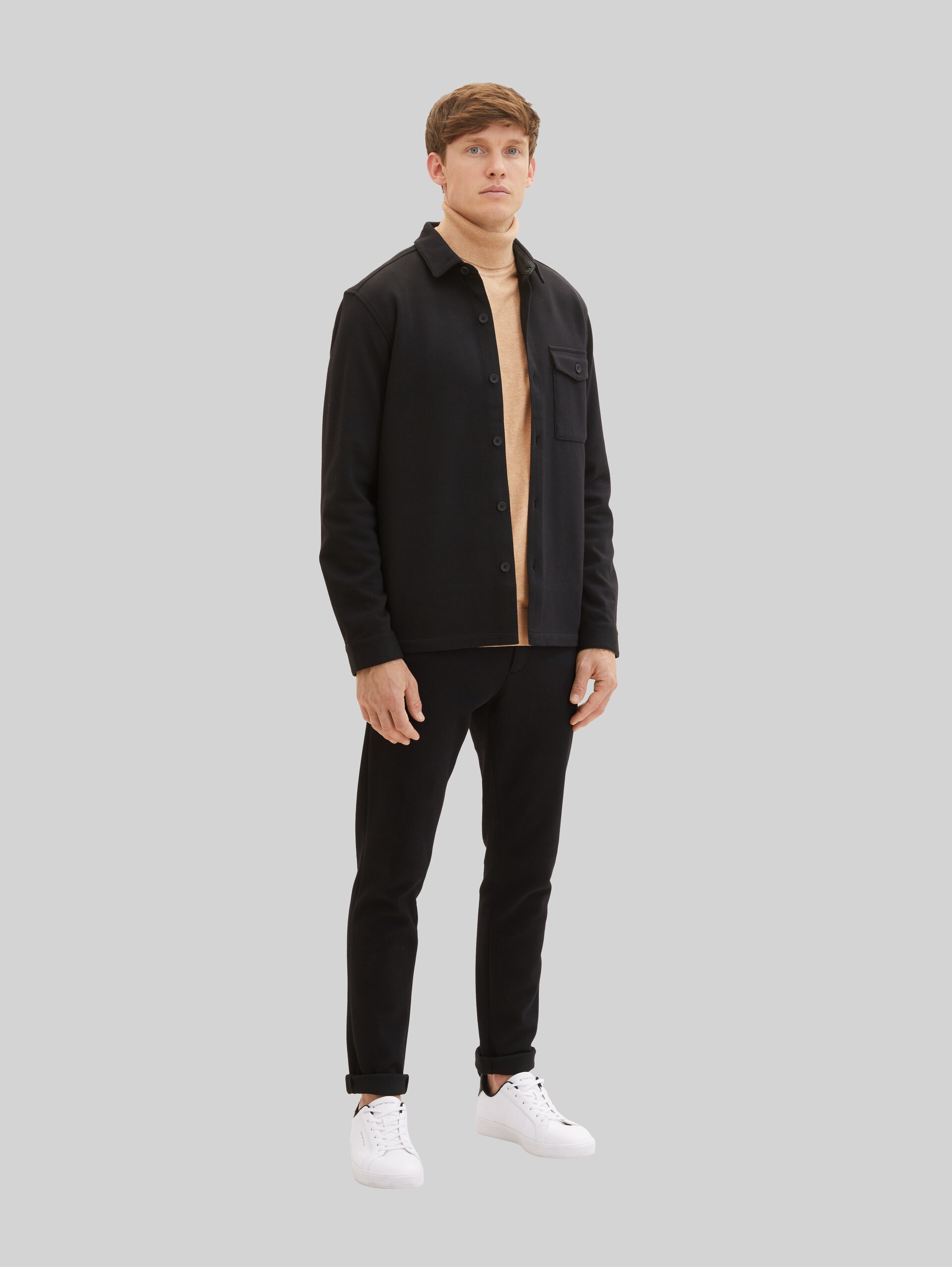 Pull en maille à col roulé - beach sand melange - Vue détaillée du modèle