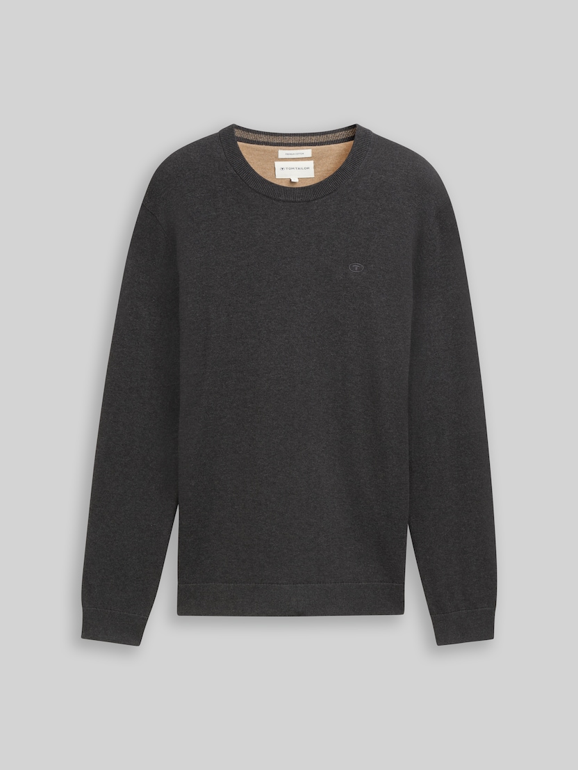 Strickpullover aus Baumwolle von Men, Black Grey Melange