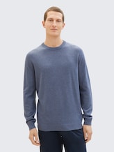 Pull en coton tricoté - vintage indigo blue melange - Découpe Vue de face du modèle