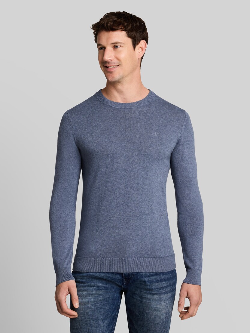 Gebreide trui van katoen door Men, vintage indigo blue melange