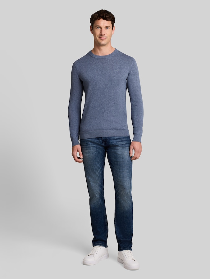 Strickpullover aus Baumwolle von Men, vintage indigo blue melange