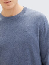 Pull en coton tricoté - vintage indigo blue melange - Vue détaillée du modèle