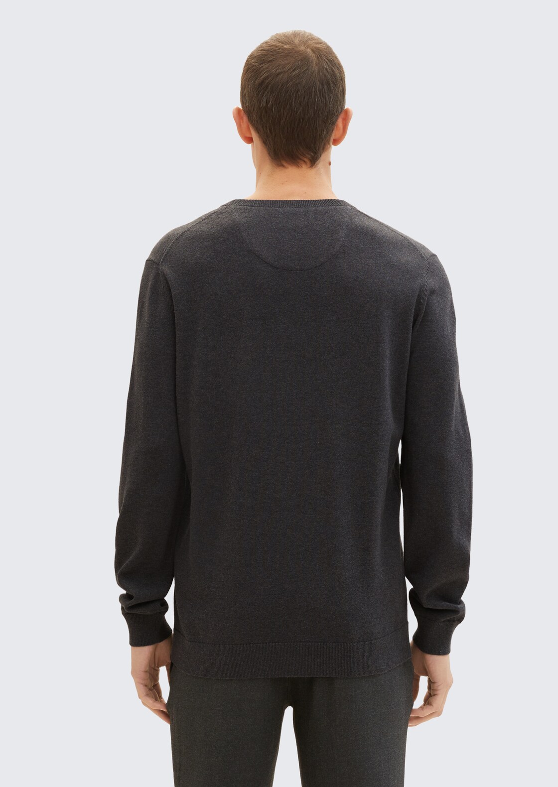 Strickpullover mit V-Ausschnitt - Black Grey Melange