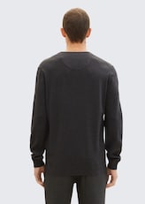 Pull en maille à col en V - Black Grey Melange