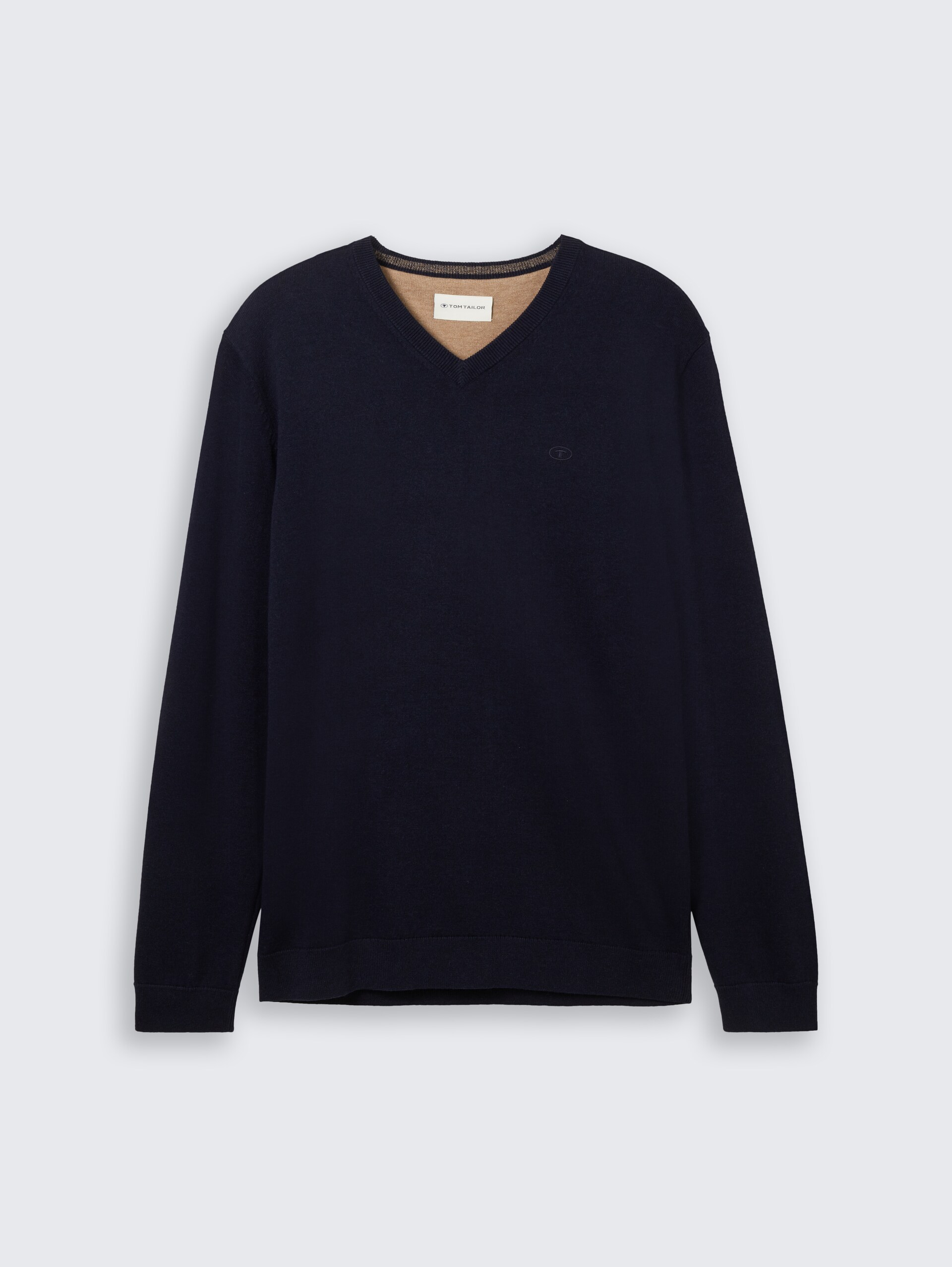 Strickpullover mit V-Ausschnitt - Knitted Navy Melange