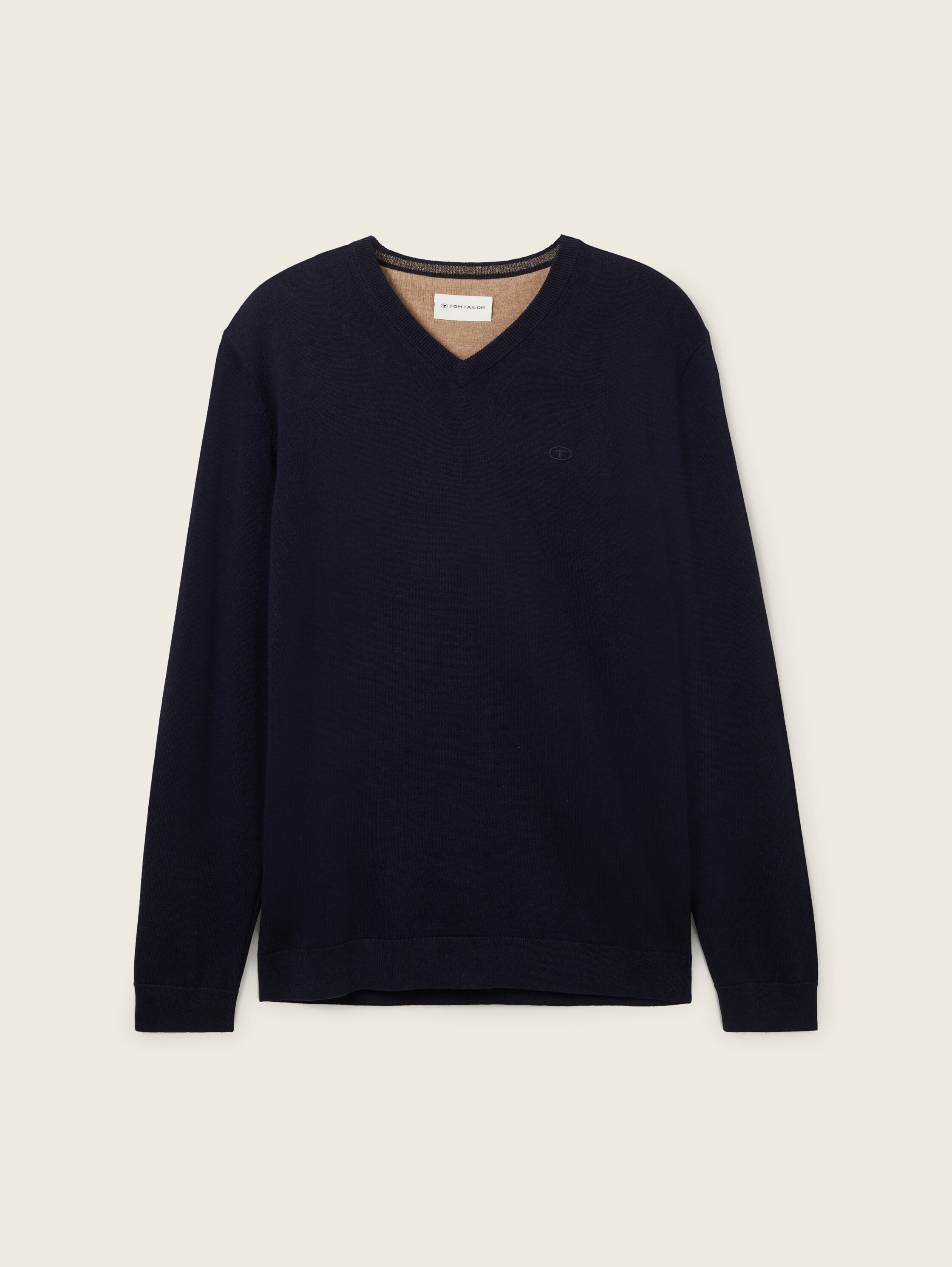Strickpullover mit V-Ausschnitt - blau - 