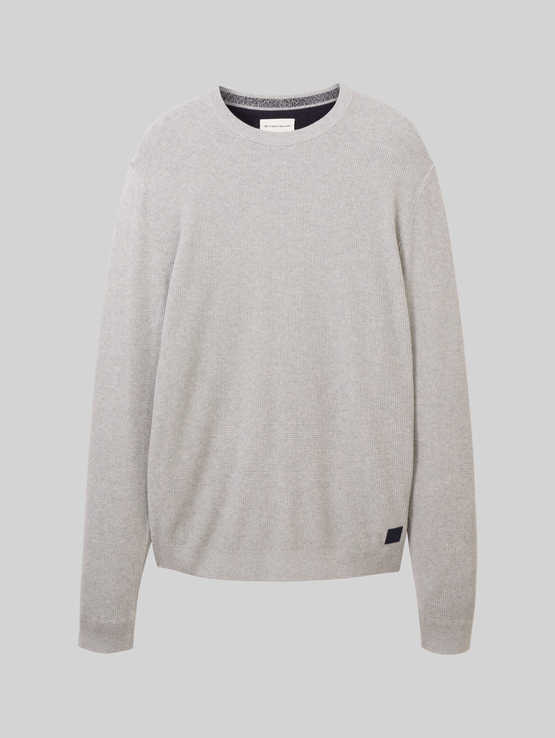 Gebreide trui met structuur - Light Soft Grey Melange