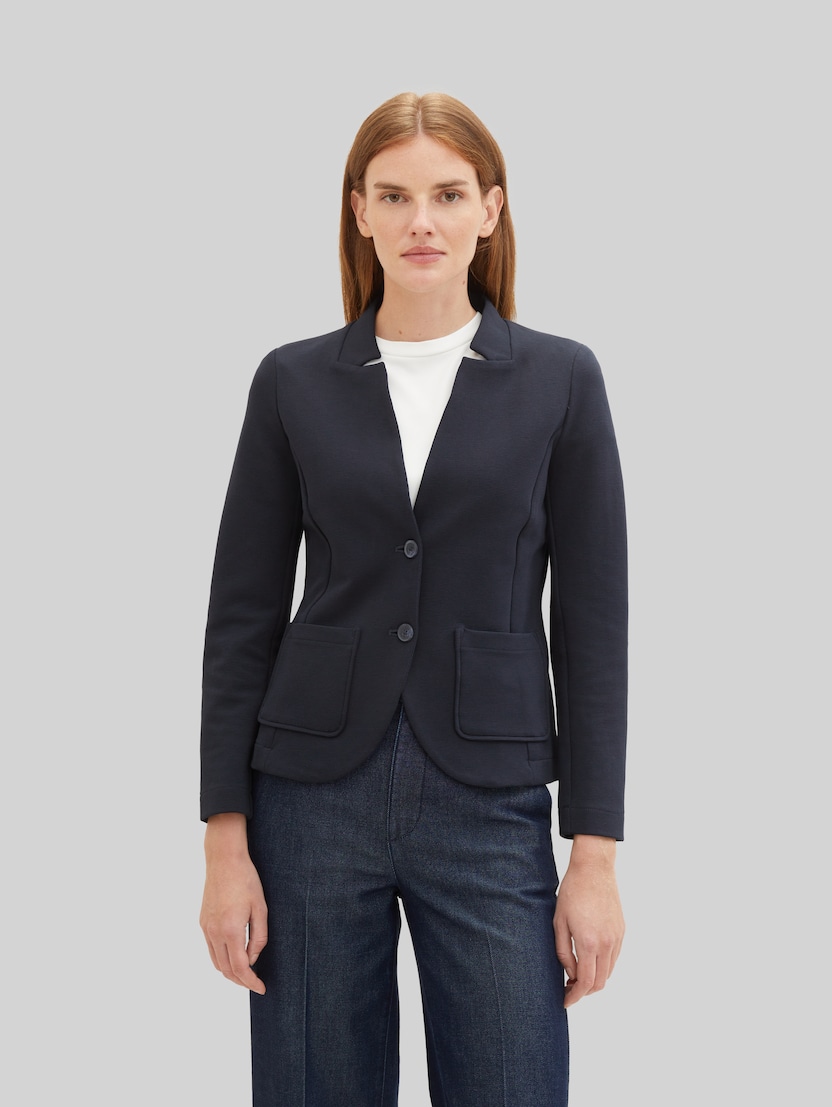 Slim fit blazer met ottoman-structuur door Women, sky captain blue