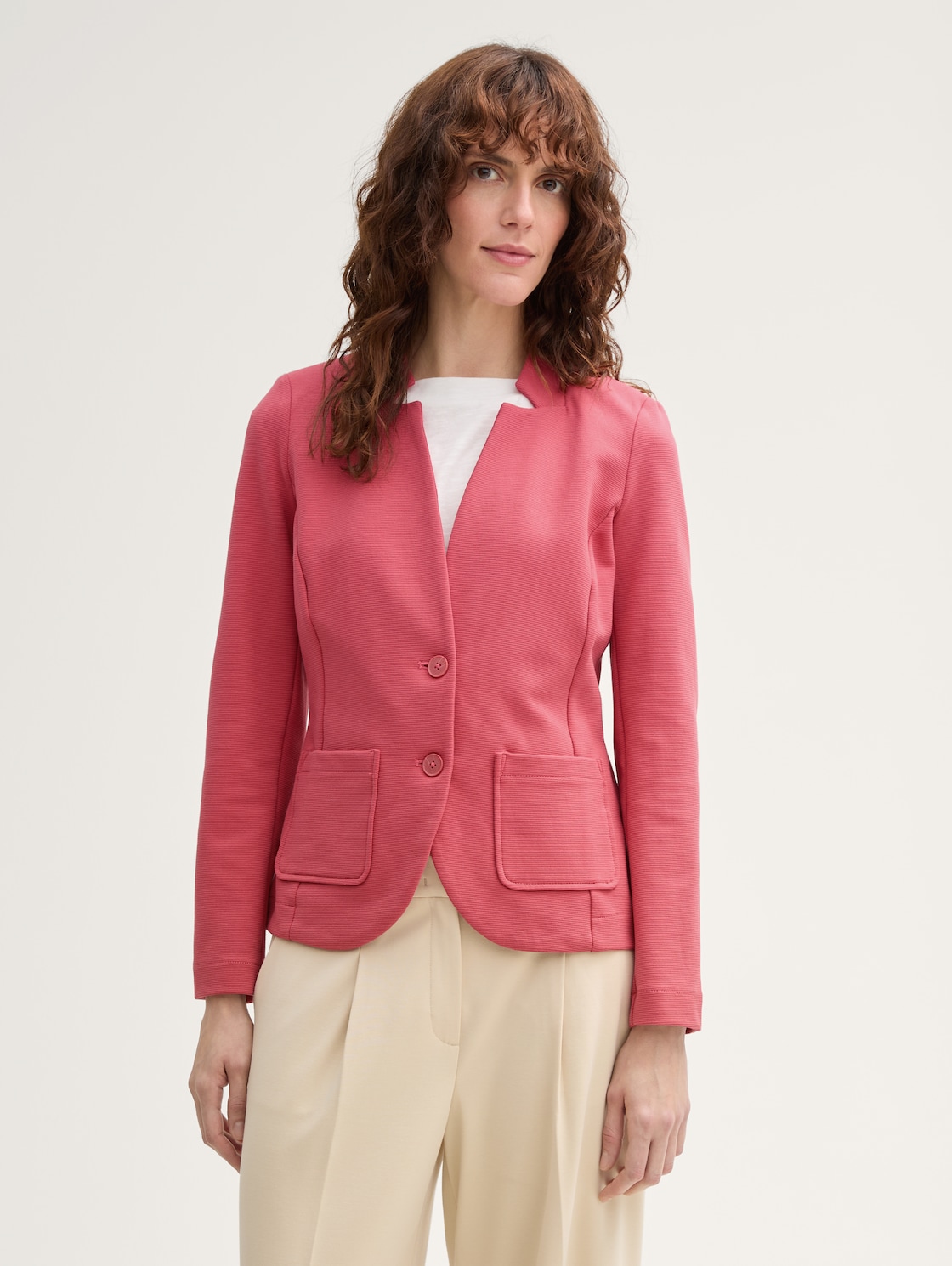 Slim Fit Blazer mit Ottoman Struktur - Berry Red