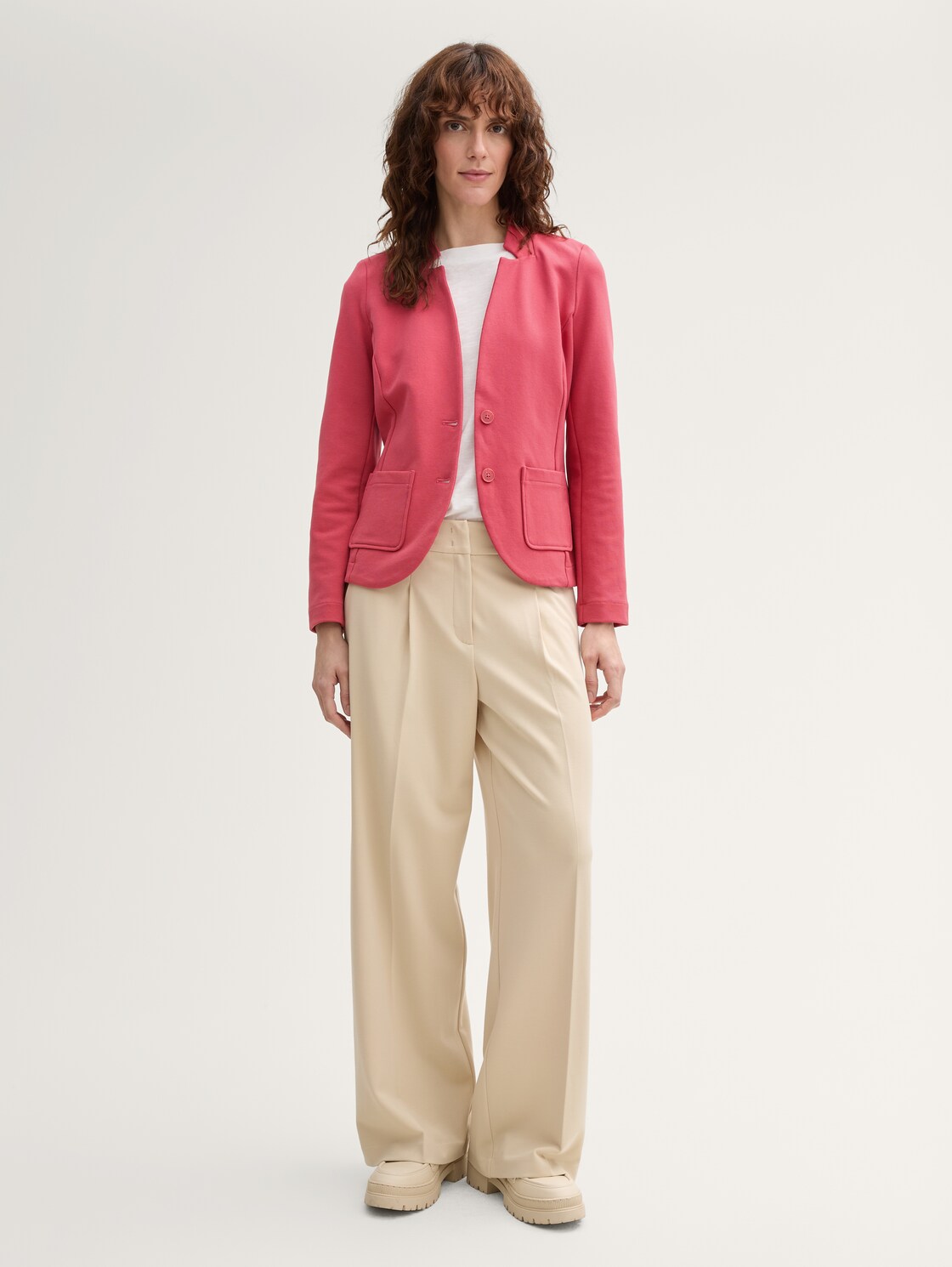 Slim Fit Blazer mit Ottoman Struktur - Berry Red