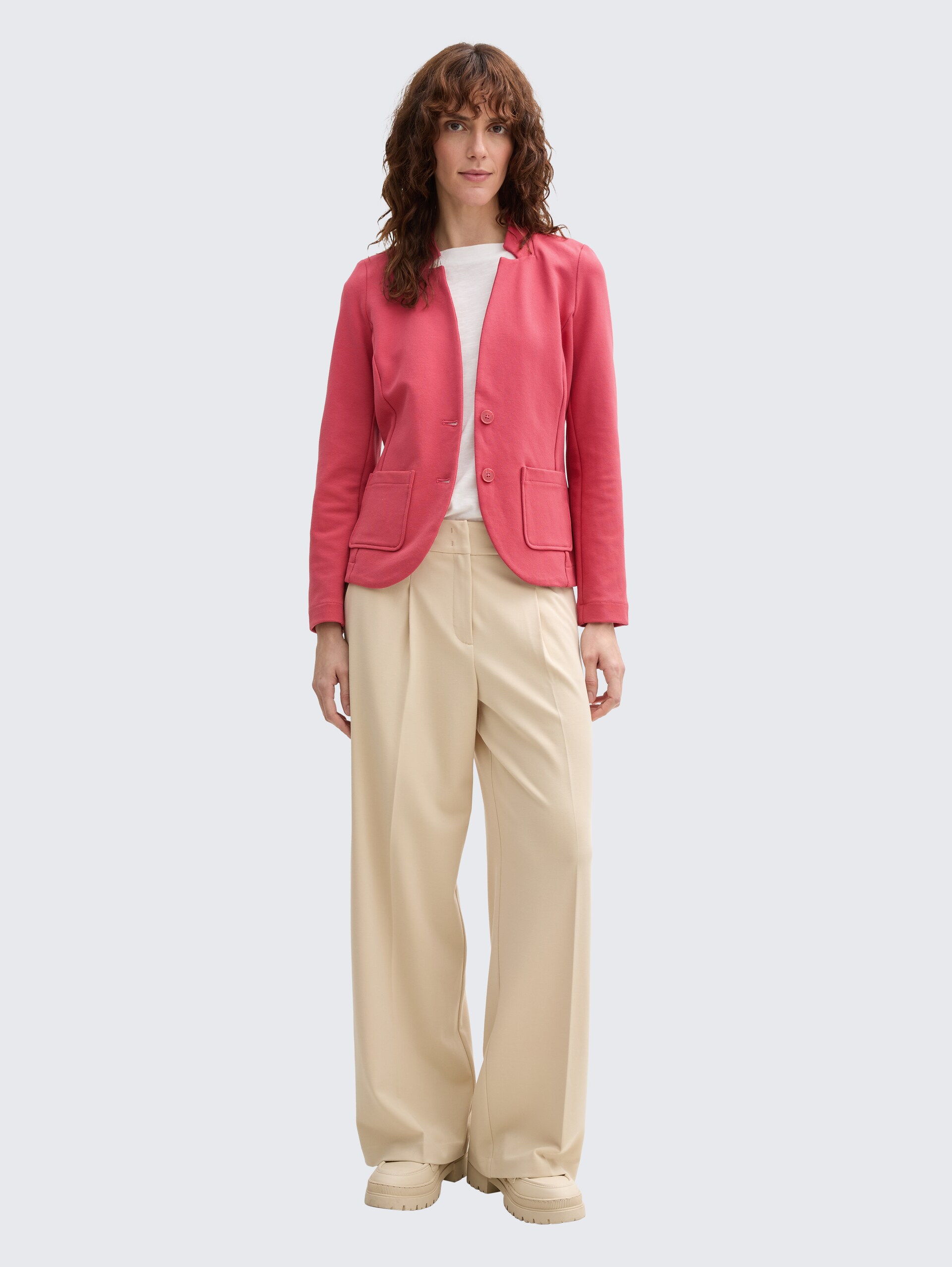 Slim Fit Blazer mit Ottoman Struktur - Berry Red