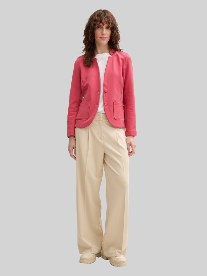 Slim fit blazer met ottoman-structuur door Women, Berry Red