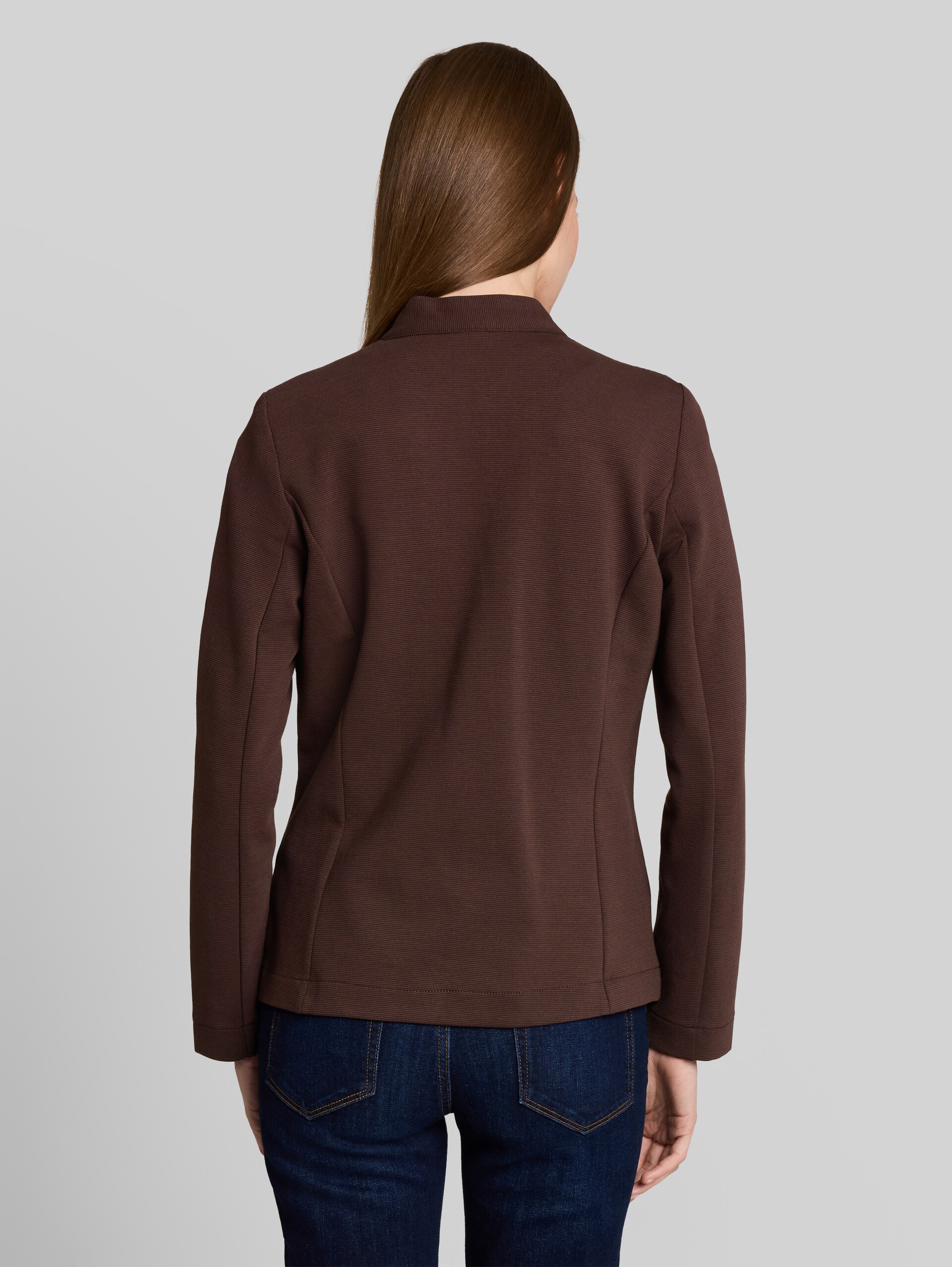 Slim fit blazer met ottoman-structuur - java dark brown