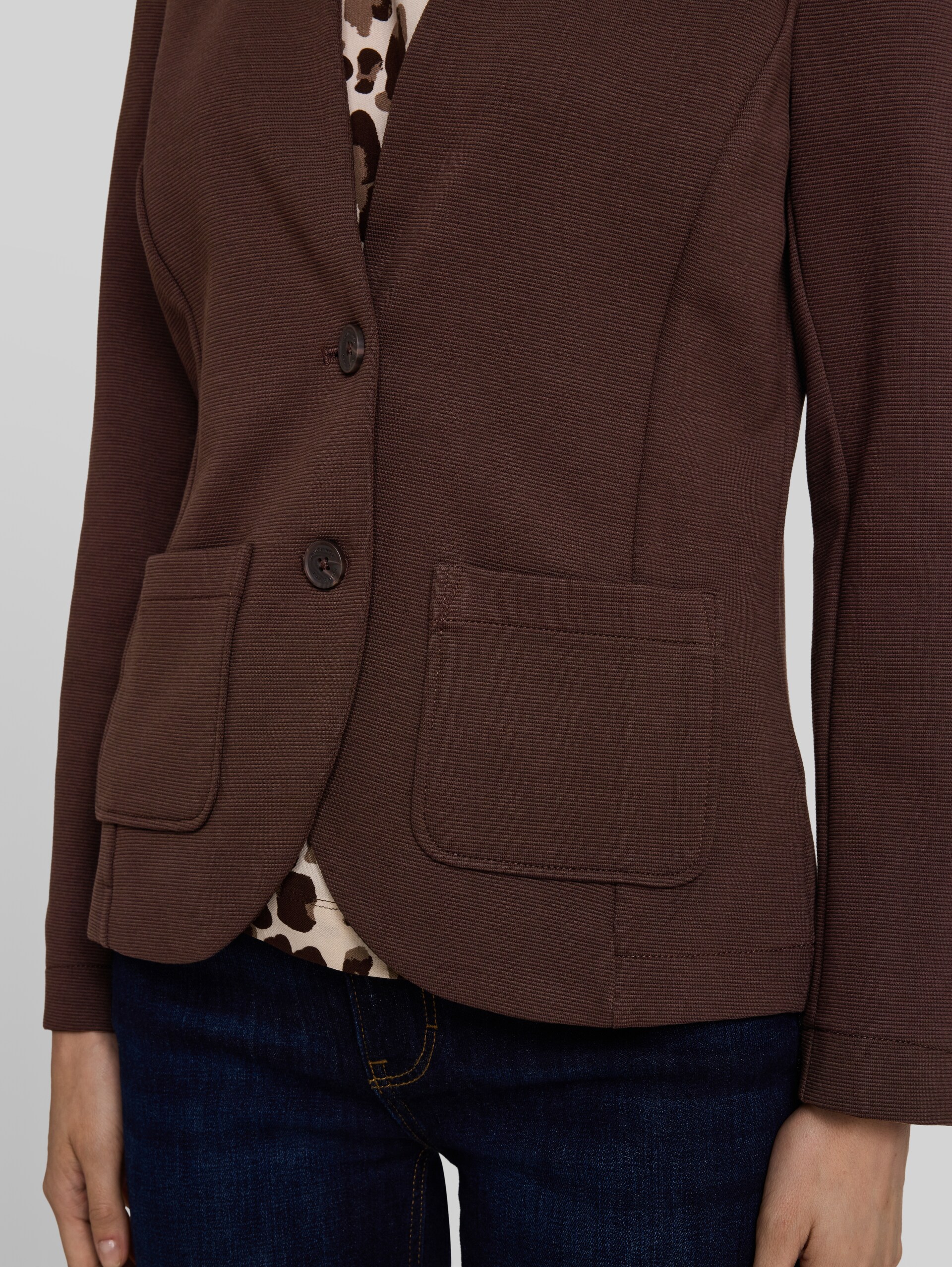 Slim fit blazer met ottoman-structuur - java dark brown