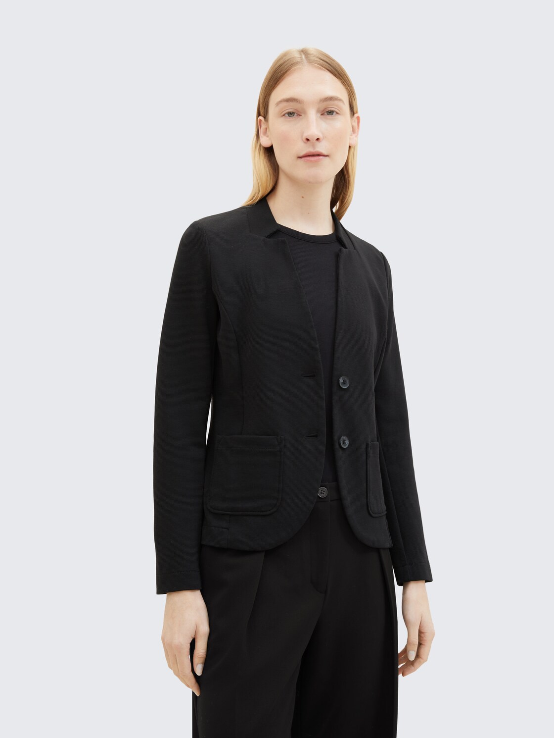 Slim Fit Blazer mit Ottoman Struktur - deep black