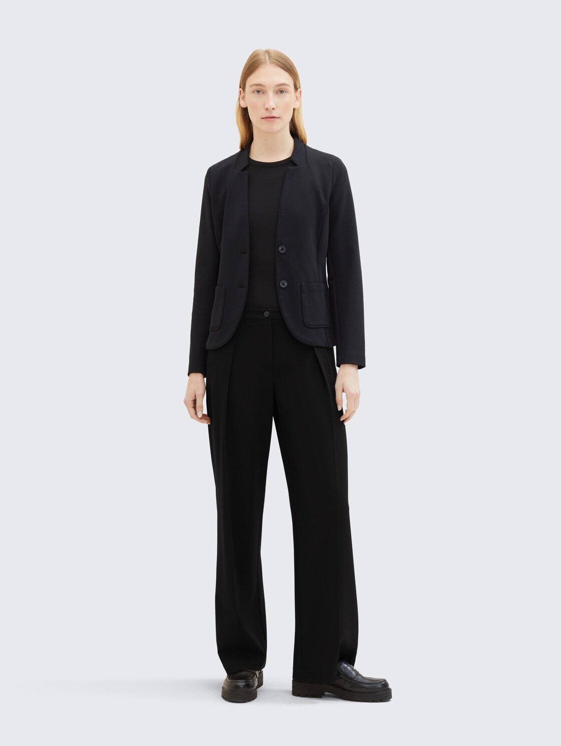 Slim Fit Blazer mit Ottoman Struktur - deep black