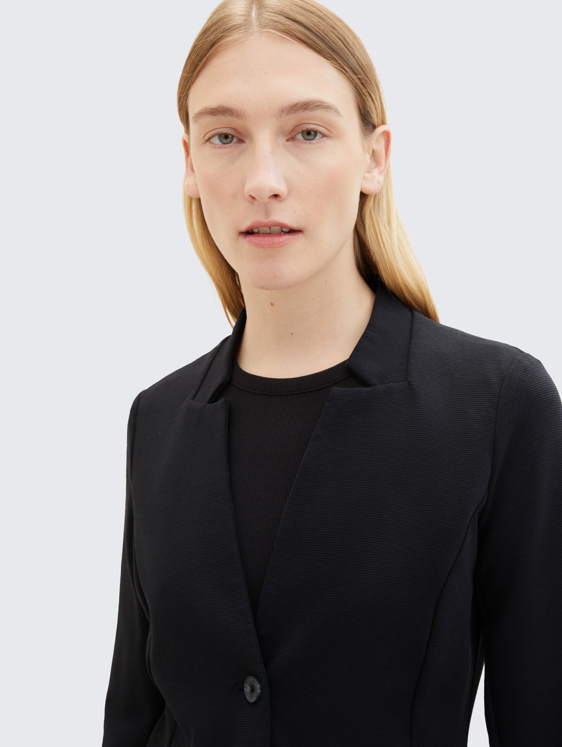 Slim Fit Blazer mit Ottoman Struktur - deep black