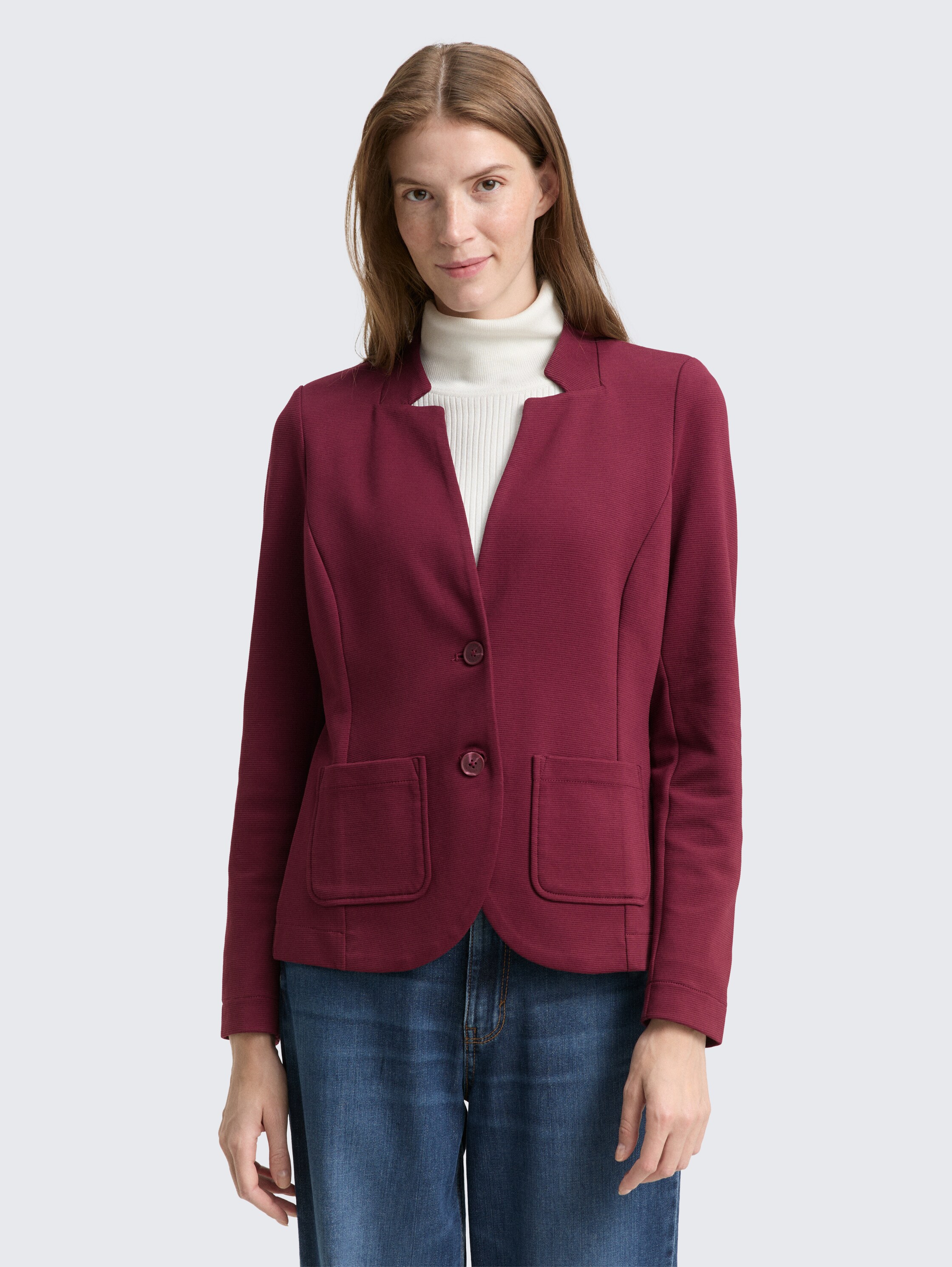 Slim Fit Blazer mit Ottoman Struktur - bordeaux_red - 