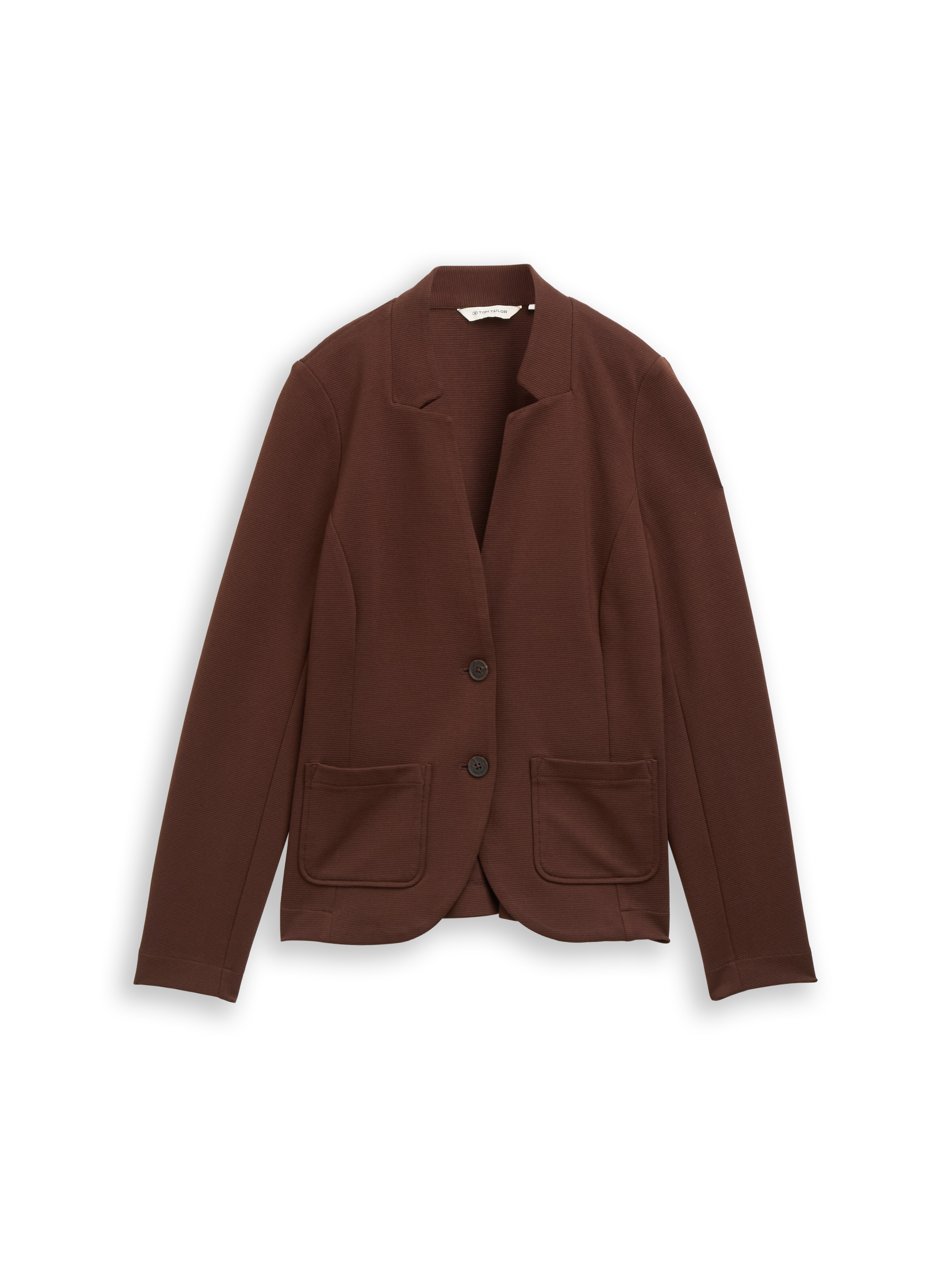 Slim-fit blazer with ottoman texture in blue by Tom Tailor
