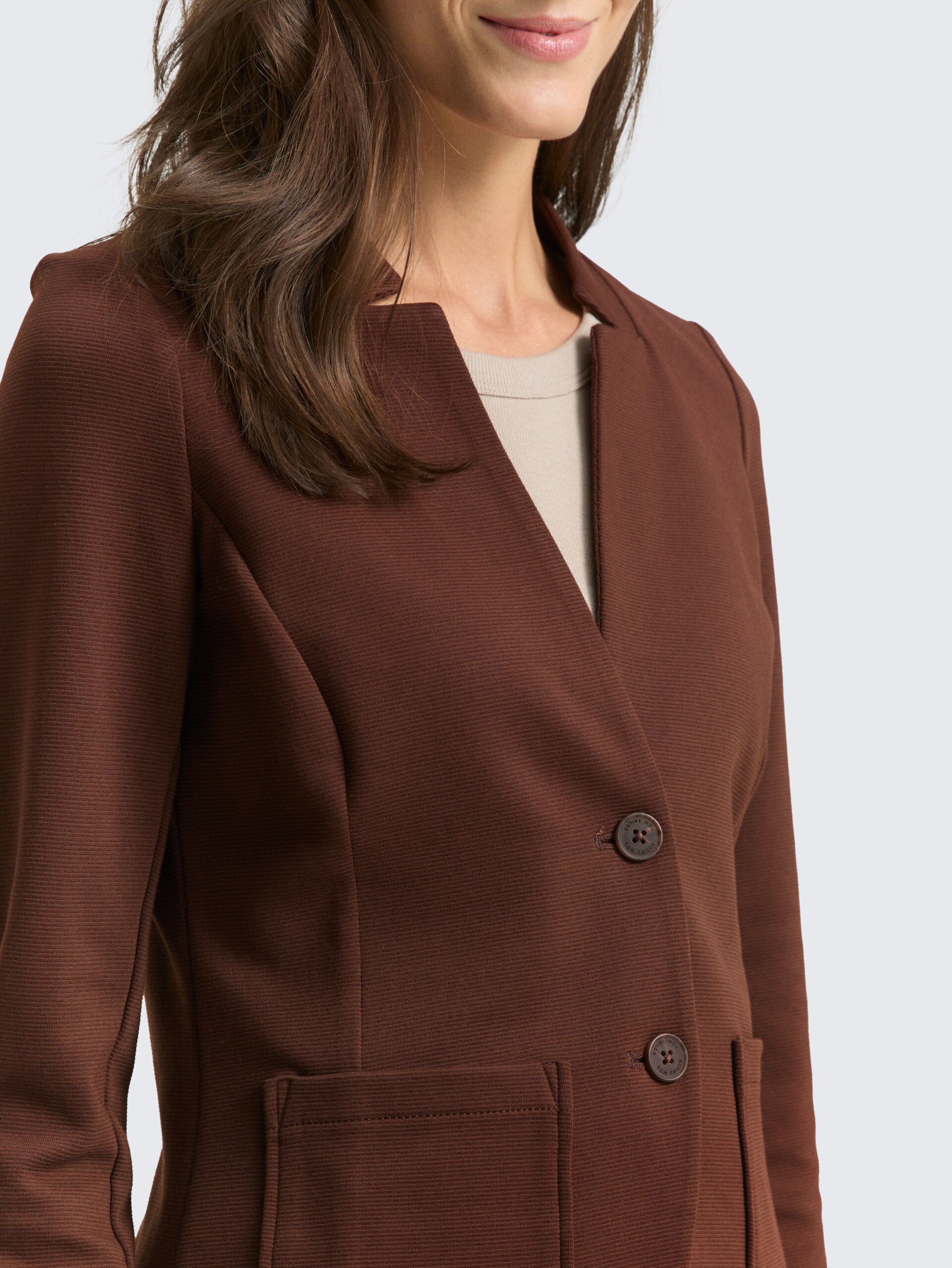 Slim Fit Blazer mit Ottoman Struktur - dark pecan brown