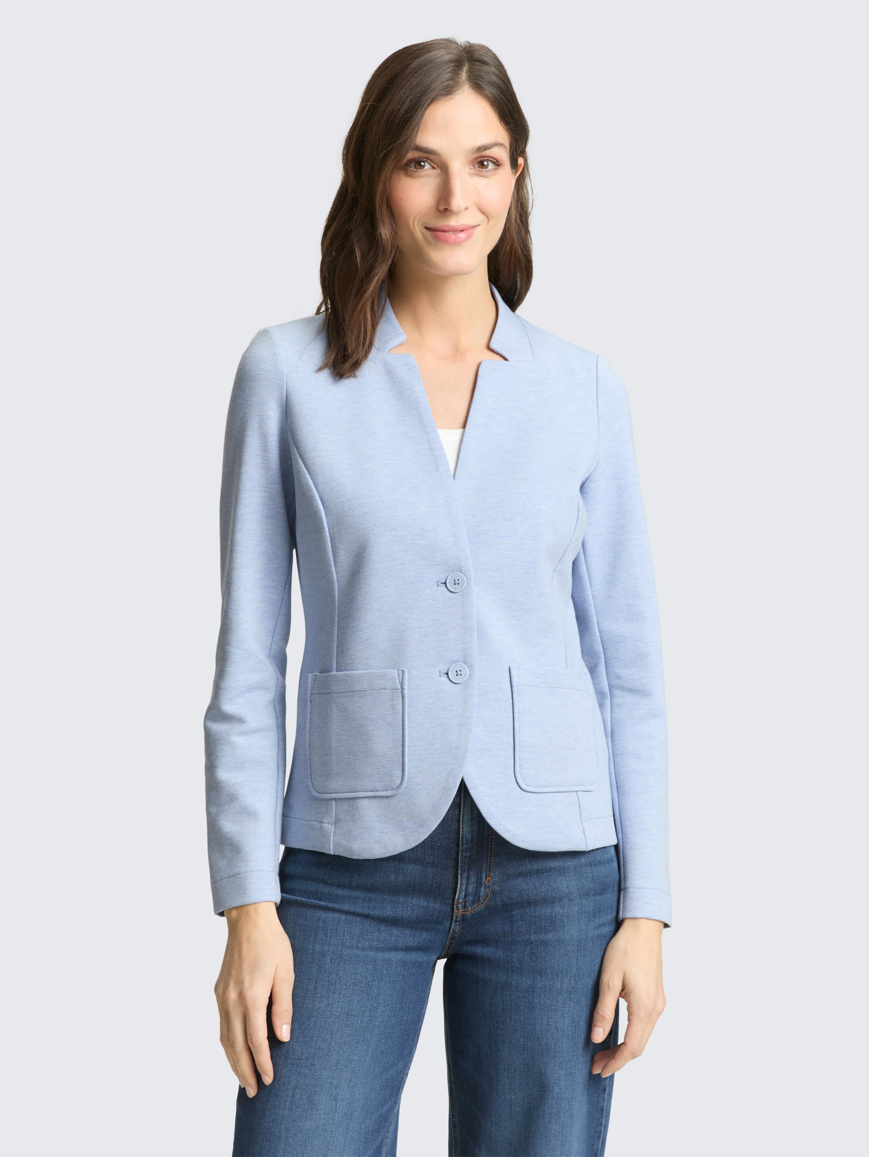 Slim Fit Blazer mit Ottoman Struktur von Women, kentucky blue melange